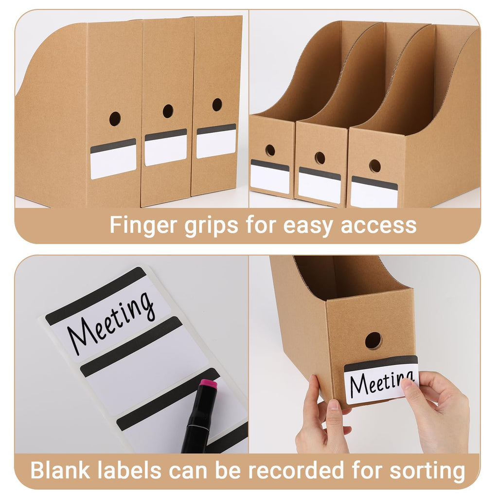 suituts 24 Pack Cardboard Magazine File Holder Organizer, Foldable Magazine Storage Box Holder Document Rack Corrugated Magazine Holder for Home Office School (10.12 x 3.78 x 10.43 in, Brown)