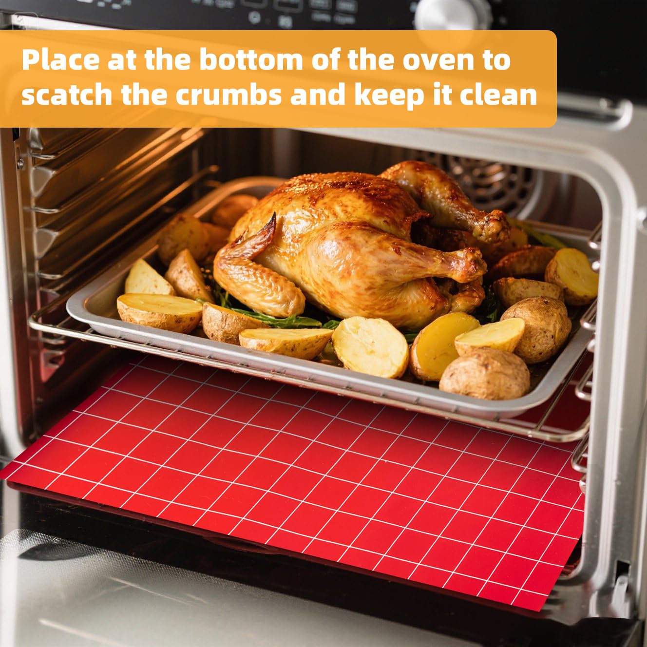 EuChoiz Silicone Baking Mat Roll 16IN*5FT, Non-Slip, Non-Stick, Reusable, Free Cutting, Oven Liner, Counter Mat, Freeze Dryer Mat, Red