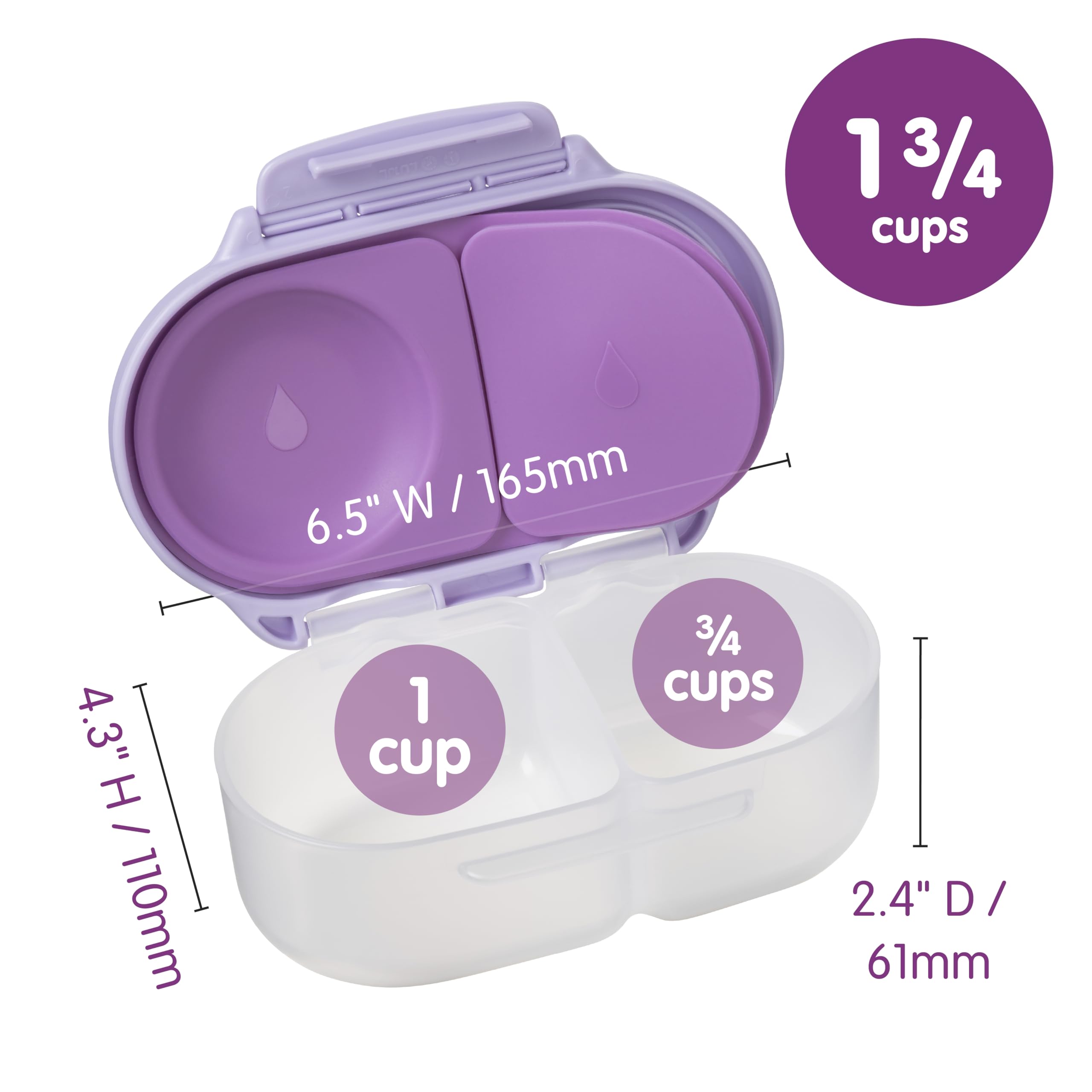 b.box Snack Box for Kids & Toddlers: 2 Compartment Snack Containers, Mini Bento Box, Lunch Box. Leak Proof, BPA Free, Dishwasher Safe. School Supplies. Ages 4 Months+ (Lemon Twist, 12oz Capacity)