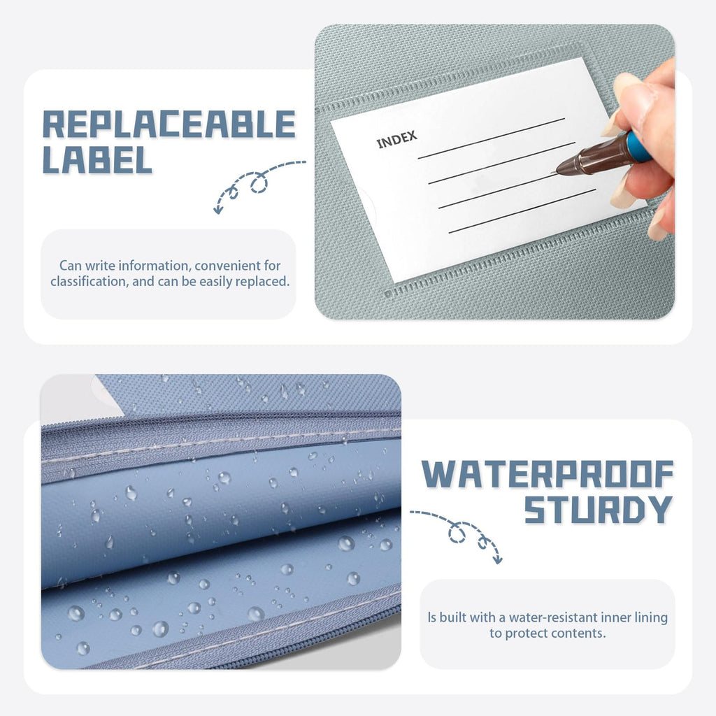 Diakey 4 Pack A4 Waterproof Document Bag with Handle, Double Pocket Zippered Canvas File Bag Pouch Document Holder, with Card Pocket for Paper Book Project Office Travel, A4