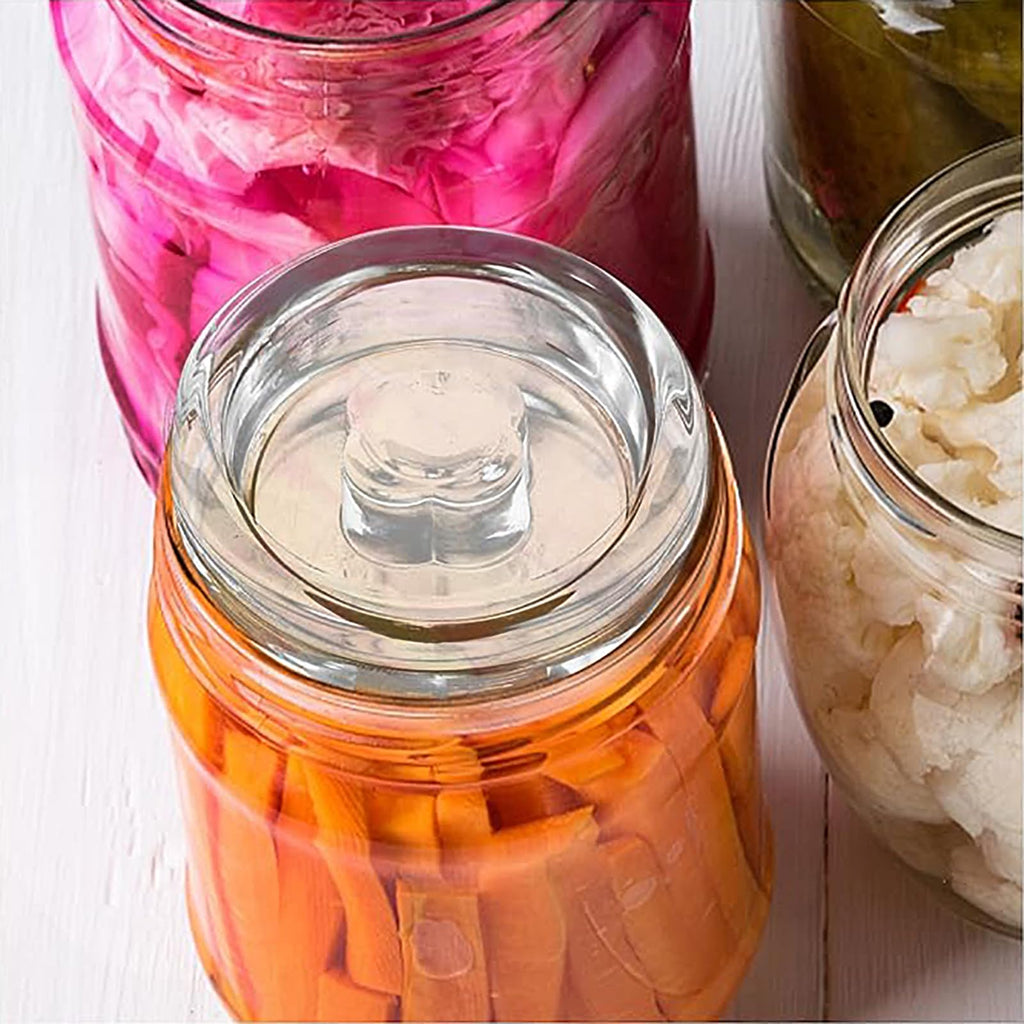 GKYMYZ 4 Pack Glass Fermentation Weights with Easy Grip Handle and Unique Texture Design for Large Wide Mouth Mason Jars (003)