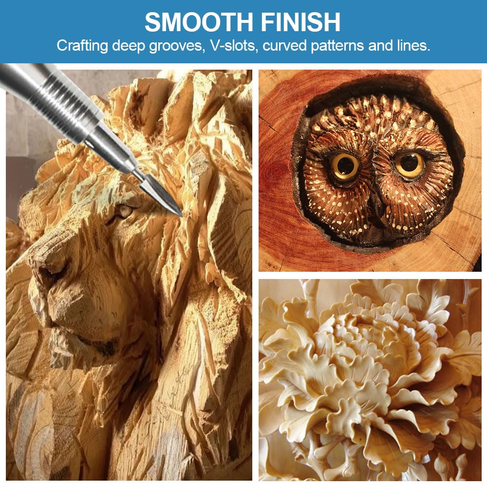 shengbenhao Wood Carving Drill Bit Set, 5 Pieces with 1/8 Inch Shank DIY Engraving Carving Drilling Grinding