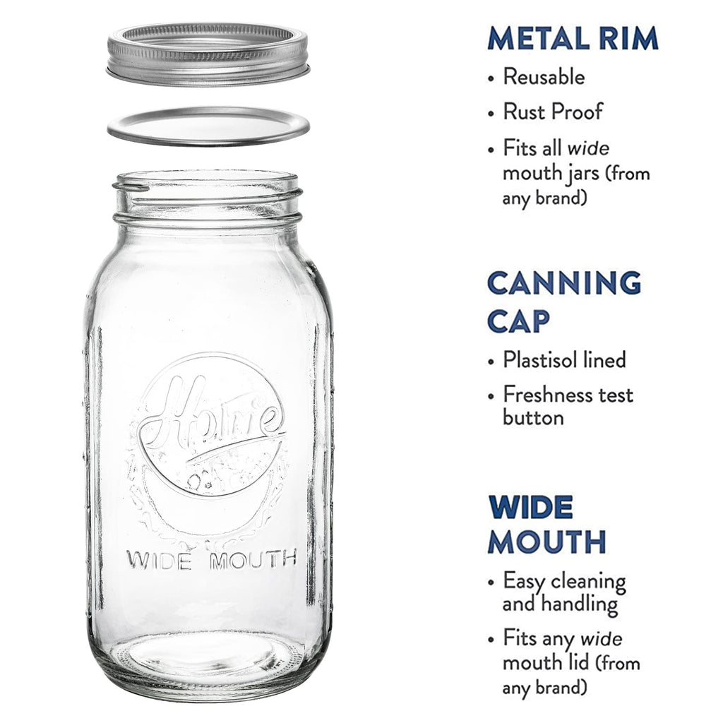 Tebery 3 Pack Wide Mouth Mason Jars 64 oz with Airtight Lids and Band, 1/2 Gallon Clear Glass Storage Jars For Canning, Fermenting, Pickling, Storing