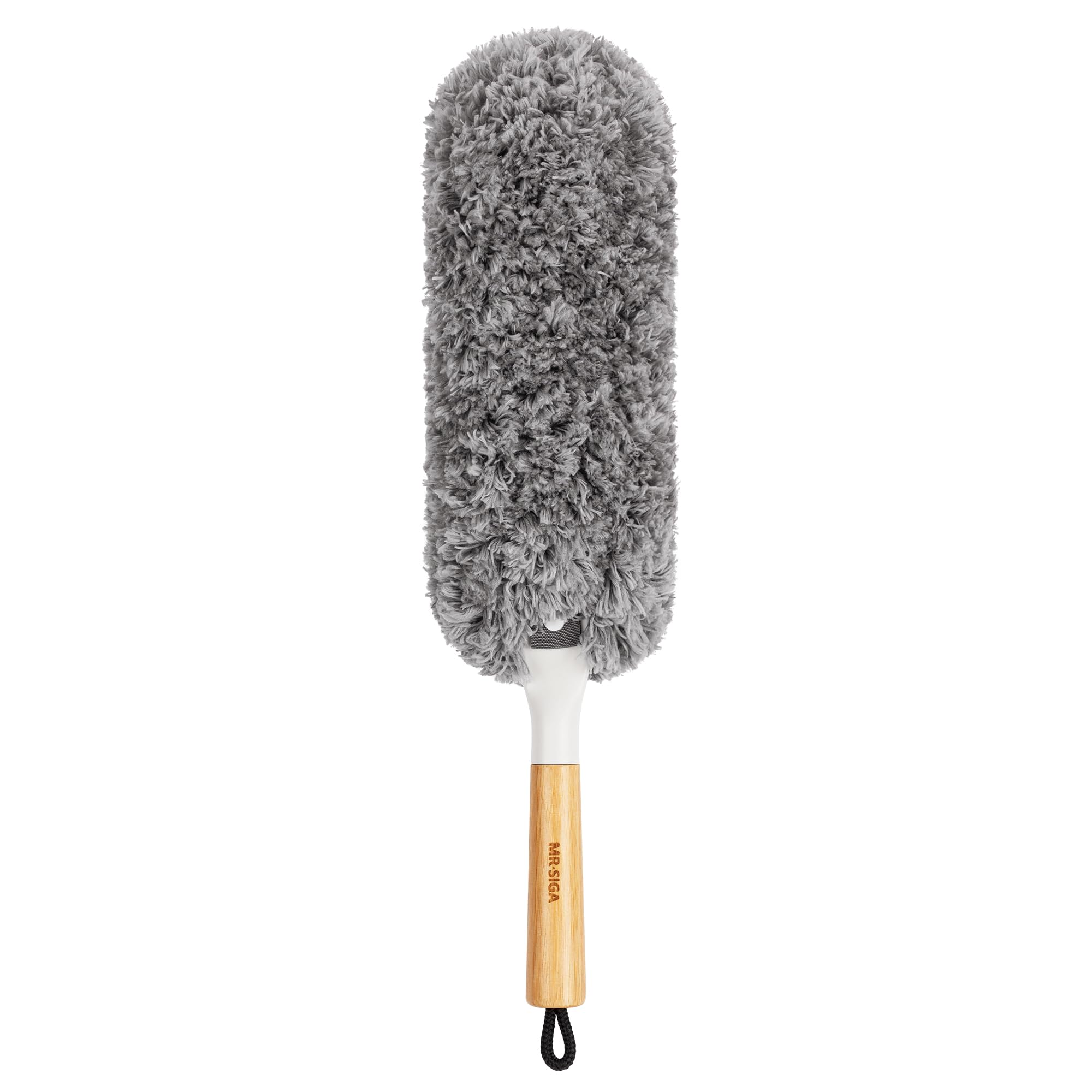 MR.SIGA Lint Free Microfiber Duster, Washable and Reusable Dust Brush with Bamboo Handle and Replaceable Head, Dusting Tool for Household Cleaning