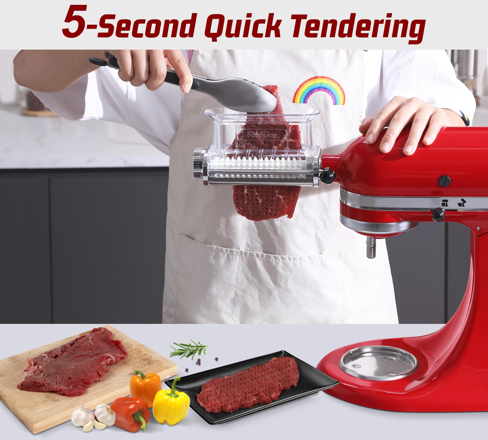 Meat Tenderizer Attachment for KitchenAid Stand Mixers, 3 Adjustable Thickness, Meat Tenderizer Machine, Meat Cuber Accessories, Dishwasher Safe