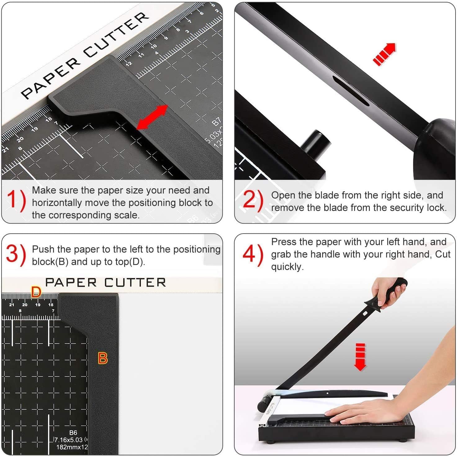 12 Inch Heavy Duty Paper Cutter,Metal Base Guillotine Paper Cutter for A4 Craft and Photo,Dual Paper Guide Bars Trimmer Slicer,12-Sheet Capacity Professional Paper Cutter Slider for Home Office