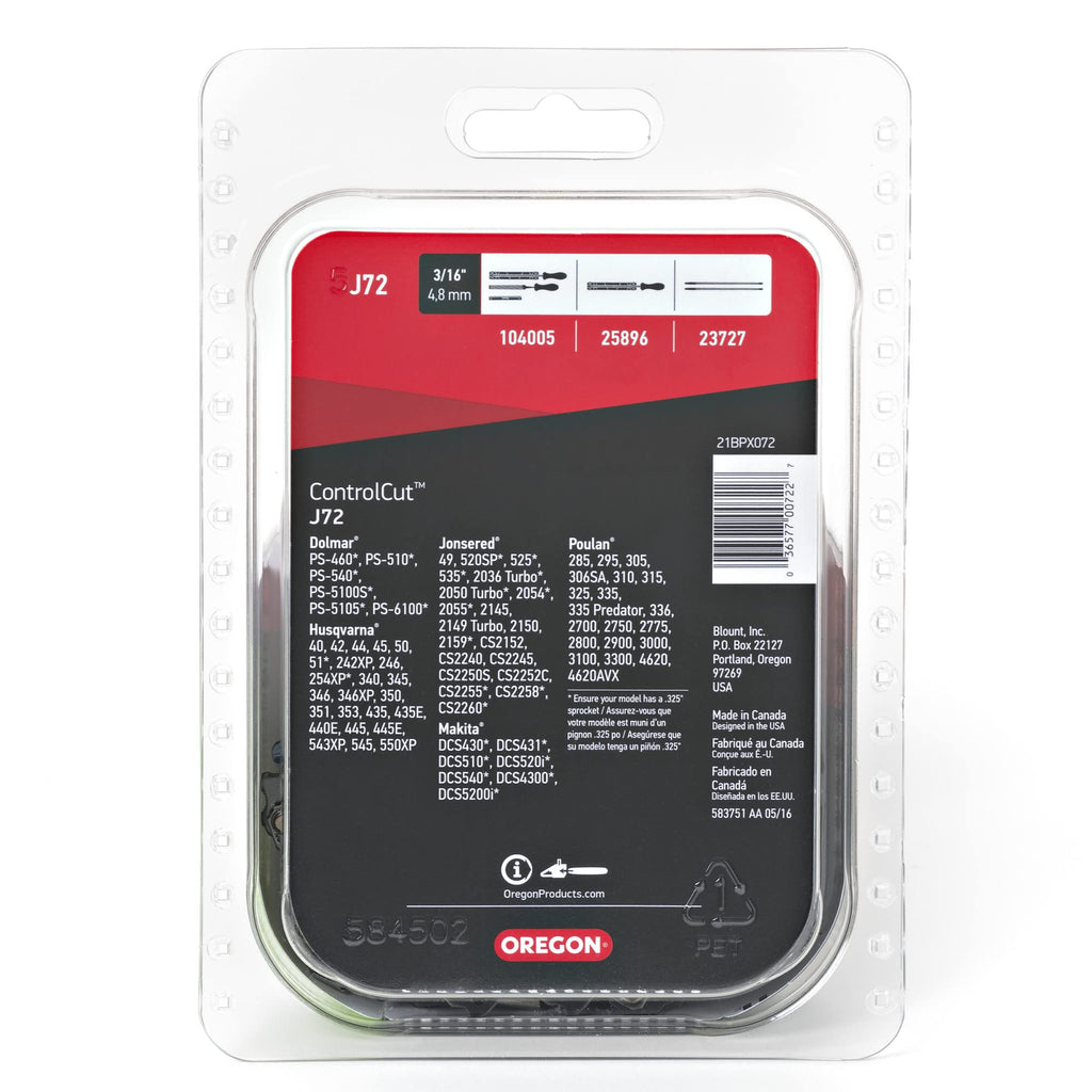 Oregon ControlCut Saw Chain 18 in. 0.058 Gauge 0.325 in. Pitch Chainsaw Chain, 72 Drive Links