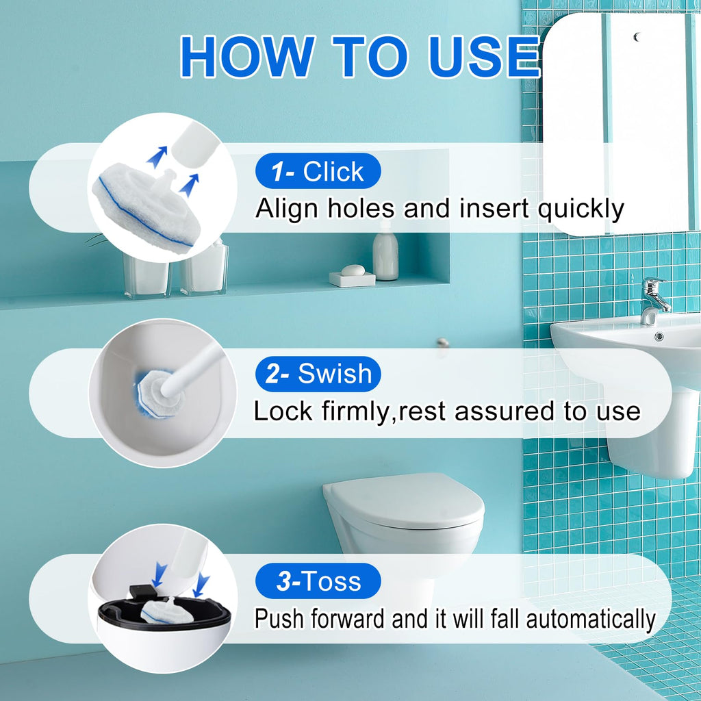30 Count Toilet Wand Refills for Clorox, Disposable Toilet Brush Compatible with Clorox ToiletWand Cleaning System, Upgrade Fiber Bowl Cleaner Brush for Closestool Cleaning