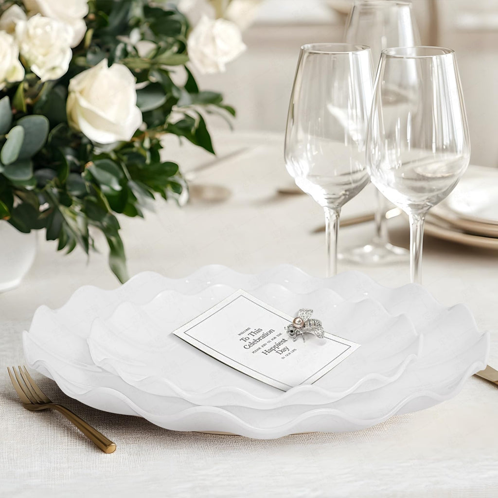 LIYH 24pcs White Plastic Plates Reusable, Unbreakable Dinner & Salad Plates, Microwave & Dishwasher Safe, Perfect for Parties, Birthday, Picnics, BPA Free (12 Guests)