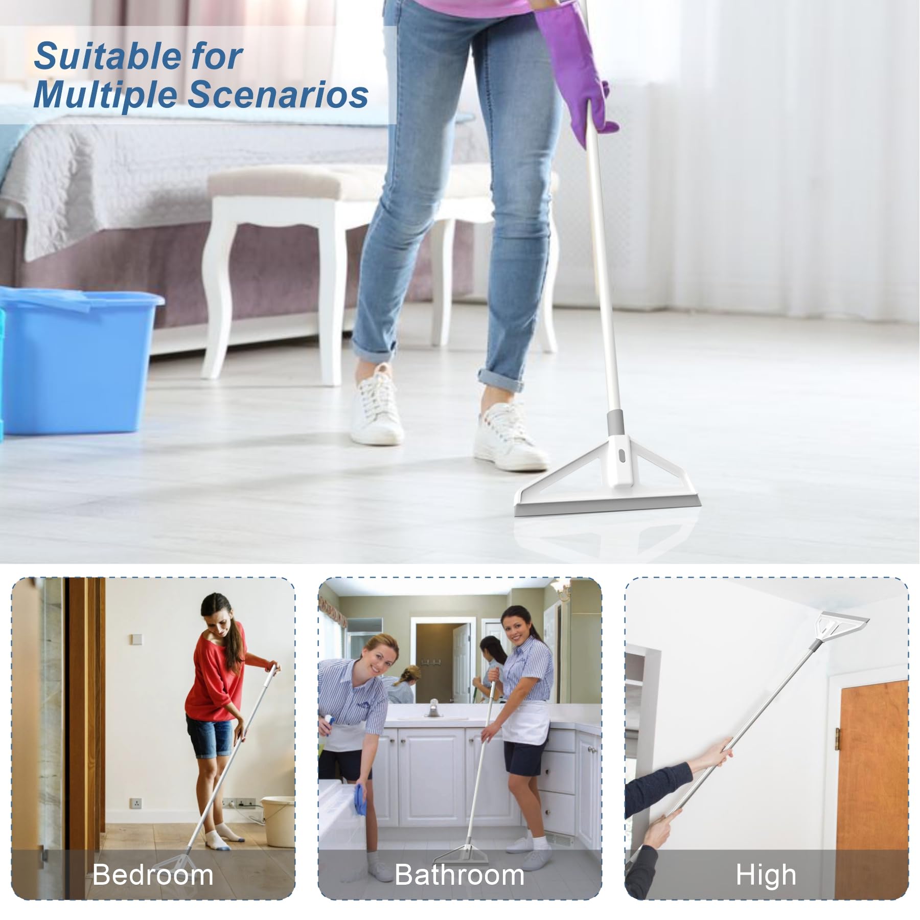 Magic Broom,Magic Scrub Broom Squeegee, Multifunction Magic Scraper with Extension Iron Pipe Spraying Poles More Durable Water and Dust Remover Flex Silicone