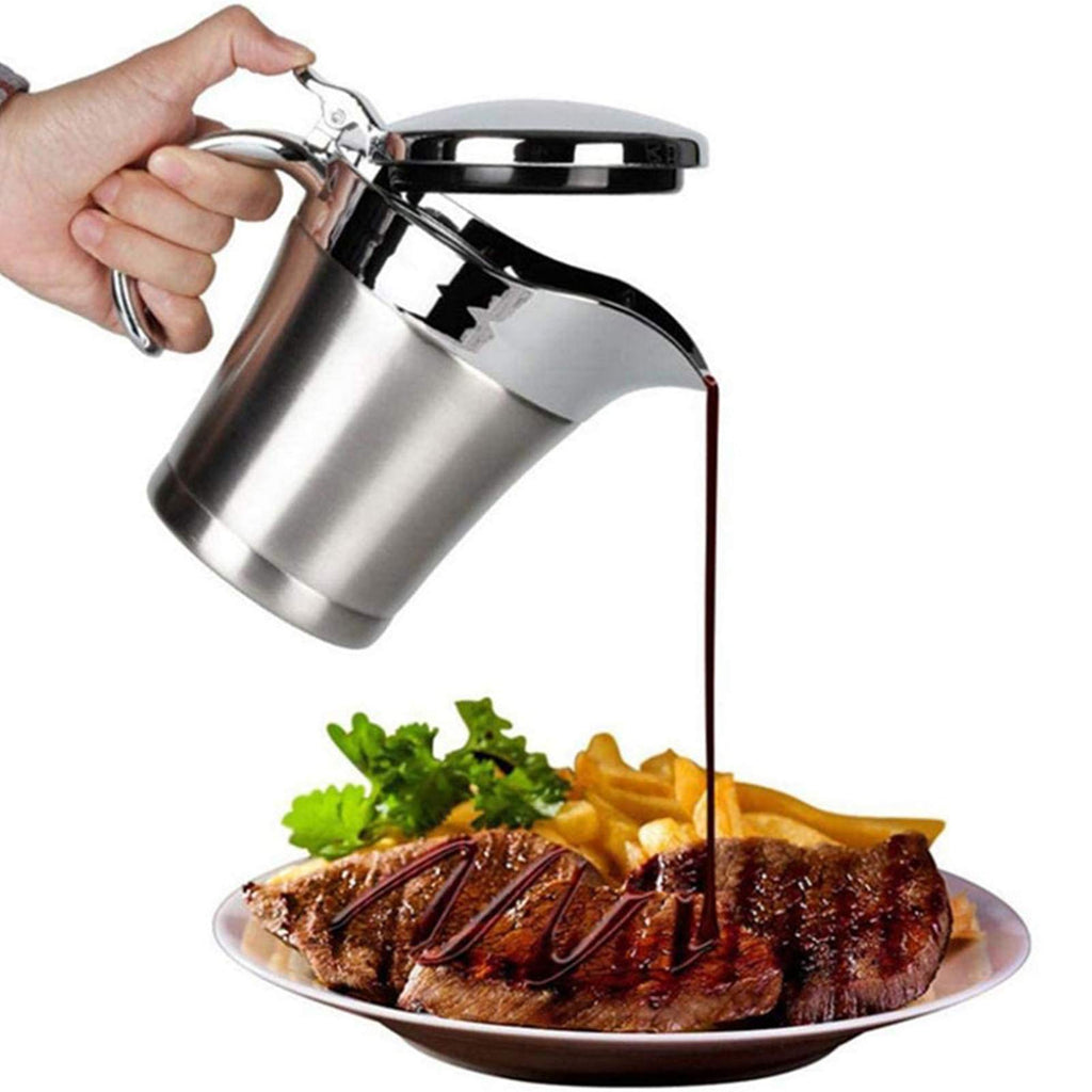 Yopay Stainless Steel Gravy Boat, 16 ounce Gravy Sauce Double Insulated Insulated Jug Sauce Jug for Serving Gravy, Custard, Cream, Sauce