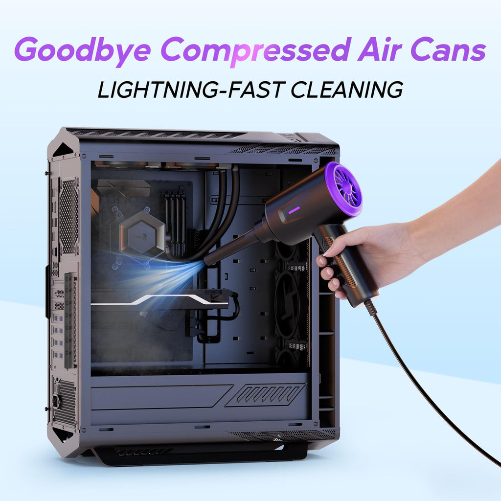 Goweto Electric Air Duster - Air Blower - Multi-Use Compressed Air Duster for Keyboard- Computer and PC - 5.74 oz Powerful Motor (Purple)
