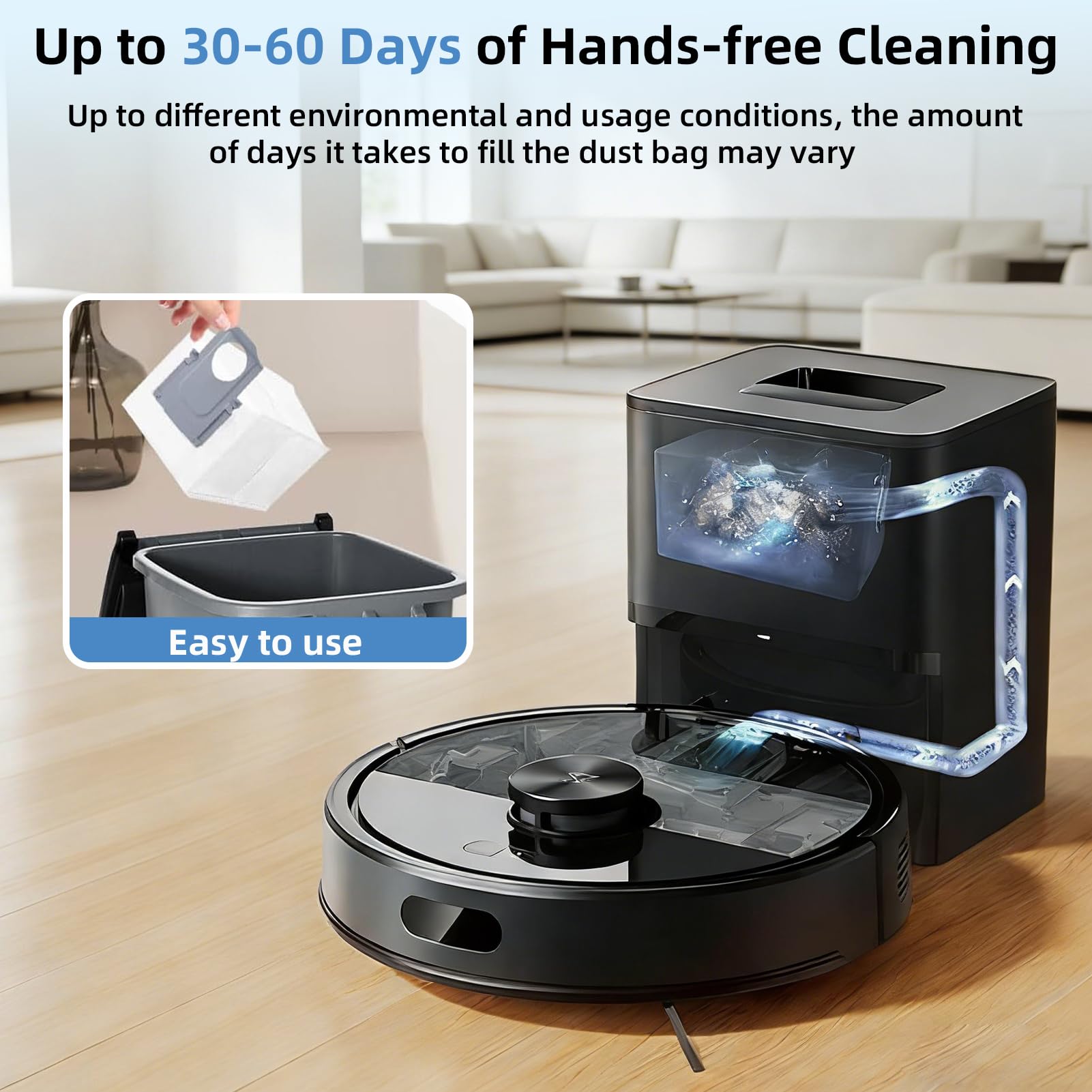 18pcs Q5 Q7 Disposable Dust Bags for Roborock Q5+/Q5 Max+/Q5 Pro+/Q7/Q7+/Q7 Max+/Q7 M5/S7 MaxV Ultra/S8/S8+/Q8 Max+/S8 Pro Ultra/Q10 S5+/Q10 X5/T8 Robot Vacuum, 3.6L Dust Bag Replacement Parts