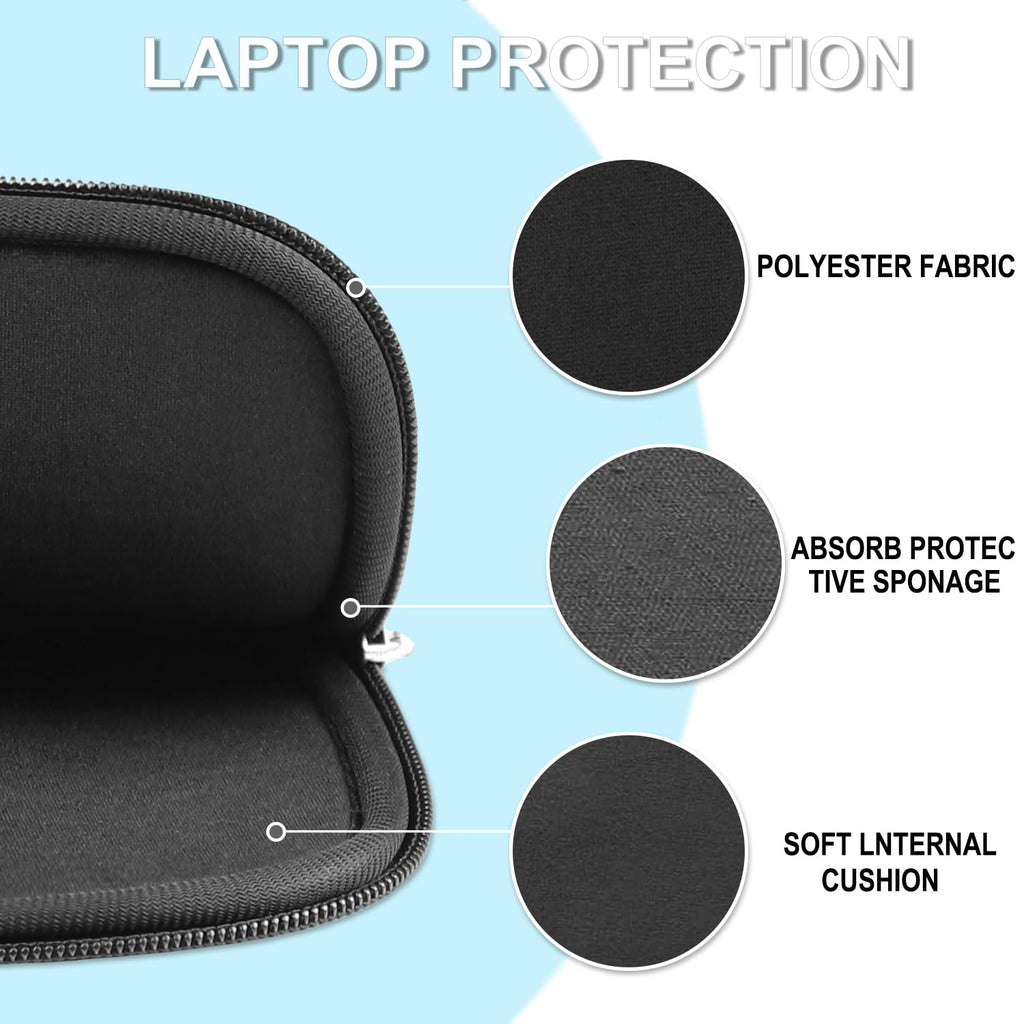 Laptop Sleeve Case 14 inch, Shockproof Protective Laptop Cover Briefcase Carrying Computer Bag with Accessory Pocket Portable Computer Sleeve for 14" MacBook, HP, Dell, Lenovo, Acer, Black