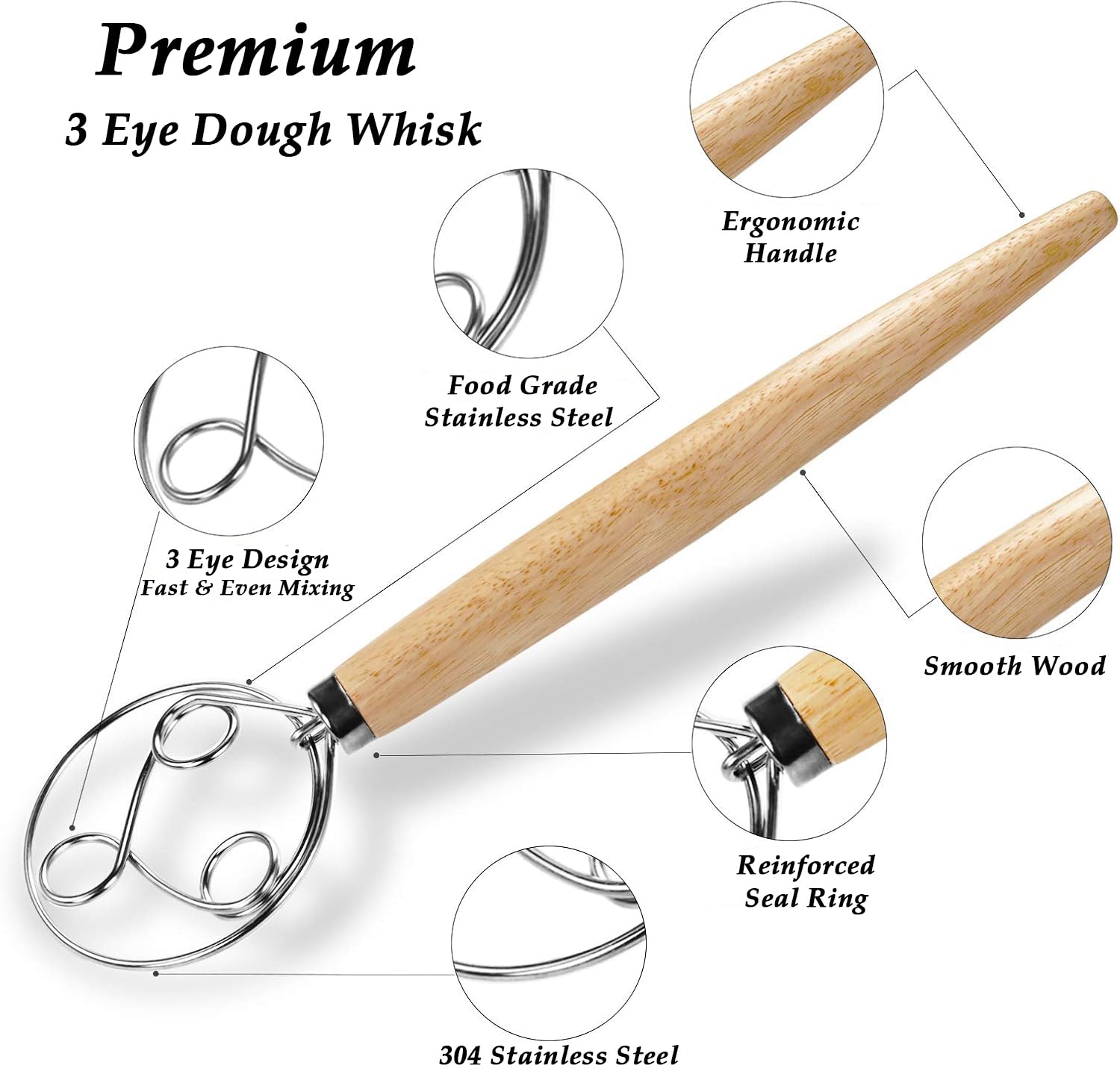 Bread Proofing Basket Set Of 2 Round and Oval, Banneton Proofing Basket + Danish Dough Whisk + Bread Scoring Lame + Stainless Steel Dough Scraper + Flexible Scraper, Sourdough Tools Kit, Baking Gifts