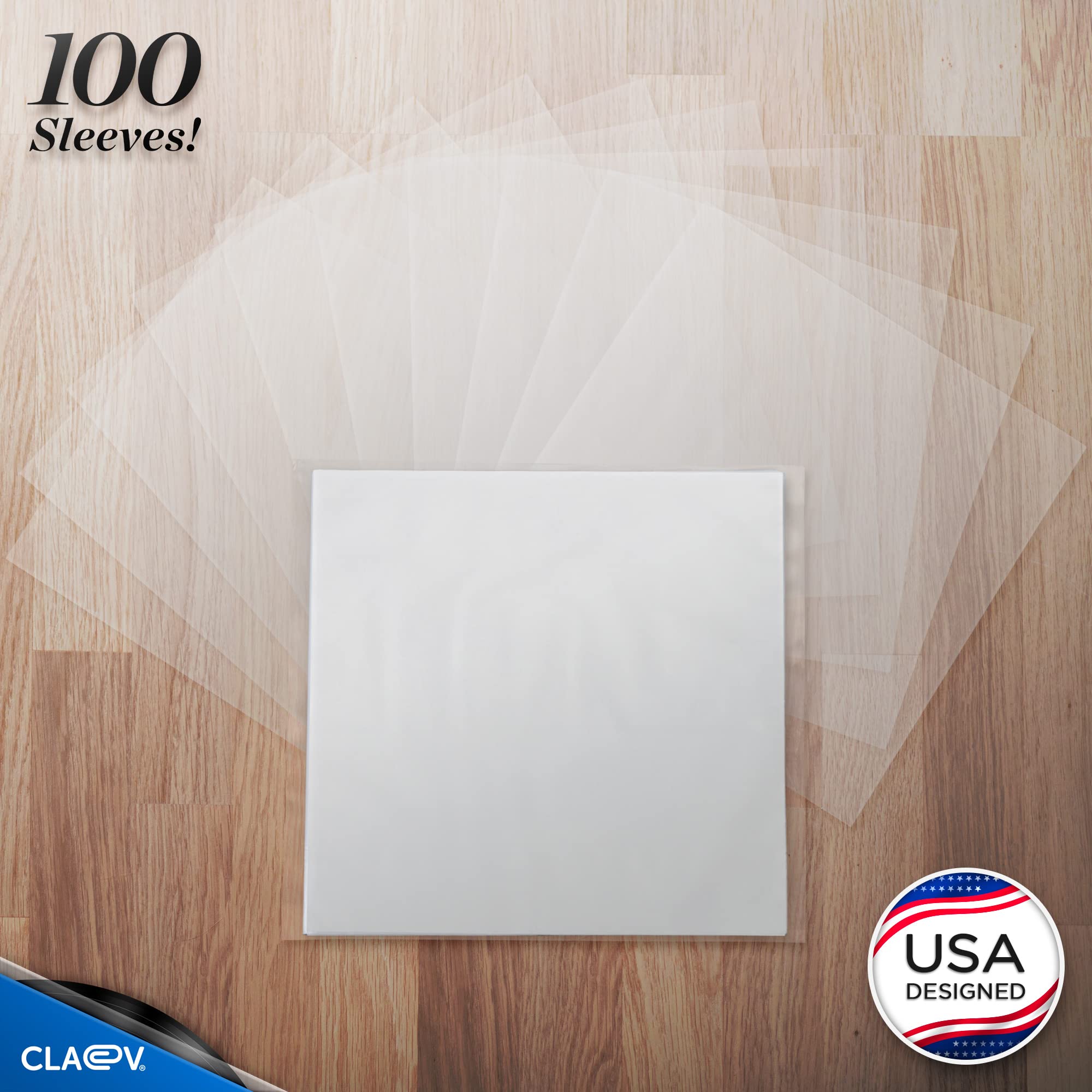 100 Anti Static Inner Record Sleeves for Vinyl LP Records - 12 inch/30 cm, Square, Translucent - Album Record Protective Plastic Covers for Storage - by Claev