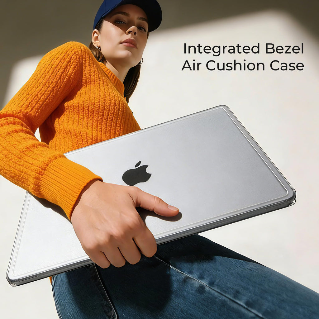 EooCoo Reinforced Corner Knight Case for MacBook Air 13 inch M5 M4 M3 M2, Snug Fit, Scratch Resistant Anti-Slip Matte Finish, Full Protective Laptop Cover 13.6 inch, Clear
