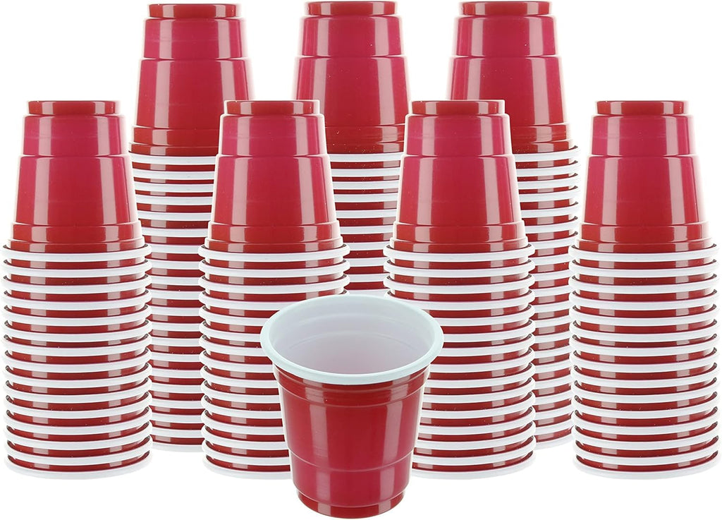 Party Bargains 60ml. Mini Red Disposable Shot Glasses - (120 Pack) Plastic Shot Cups, Jello Shots, Perfect Size for Serving Condiments, Snacks, Samples and Tastings