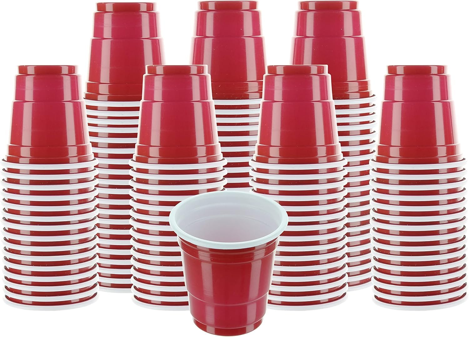 Party Bargains 60ml. Mini Red Disposable Shot Glasses - (120 Pack) Plastic Shot Cups, Jello Shots, Perfect Size for Serving Condiments, Snacks, Samples and Tastings