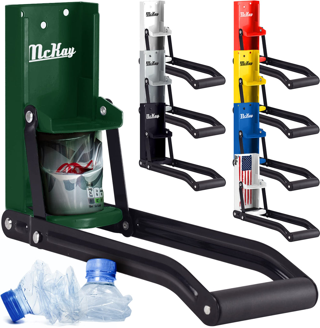 McKay 16 oz. Metal Can Crusher, Heavy-Duty Wall-Mounted Smasher for Aluminum Seltzer, Soda, Beer Cans and Bottles for Recycling - Hunter Green