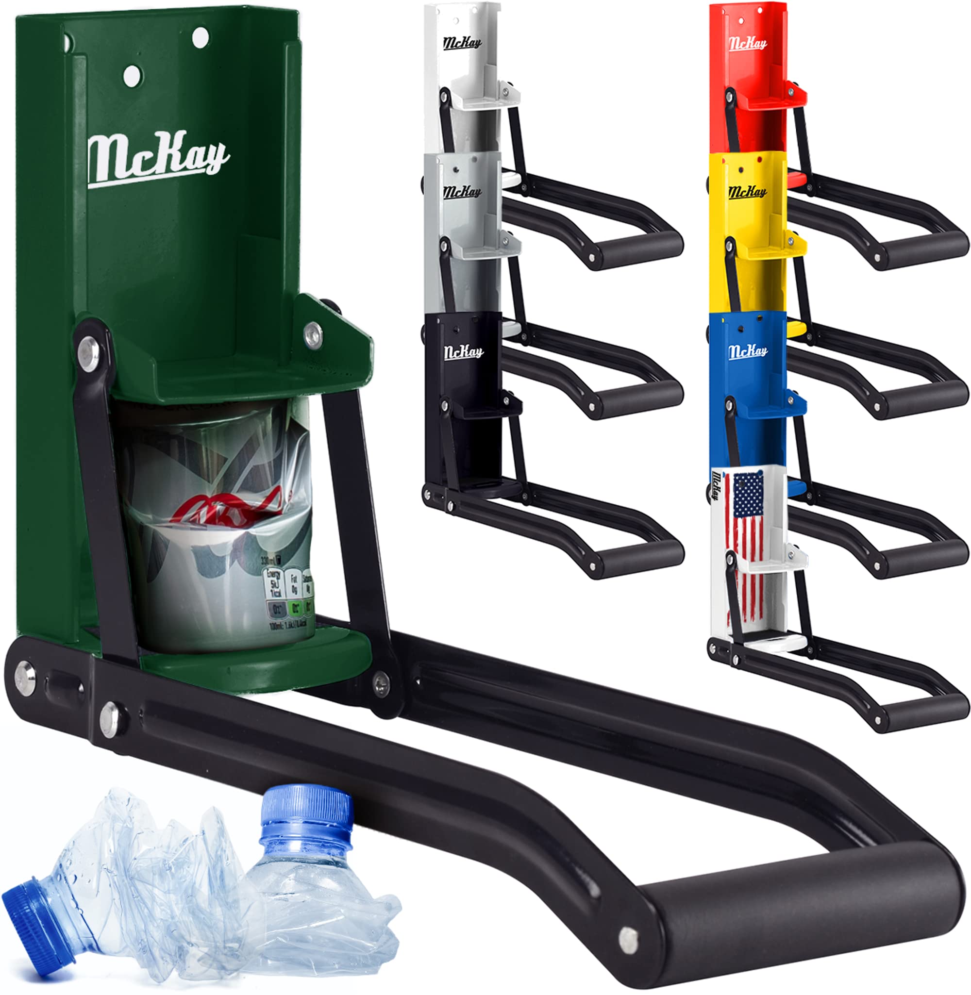 McKay 16 oz. Metal Can Crusher, Heavy-Duty Wall-Mounted Smasher for Aluminum Seltzer, Soda, Beer Cans and Bottles for Recycling - Hunter Green