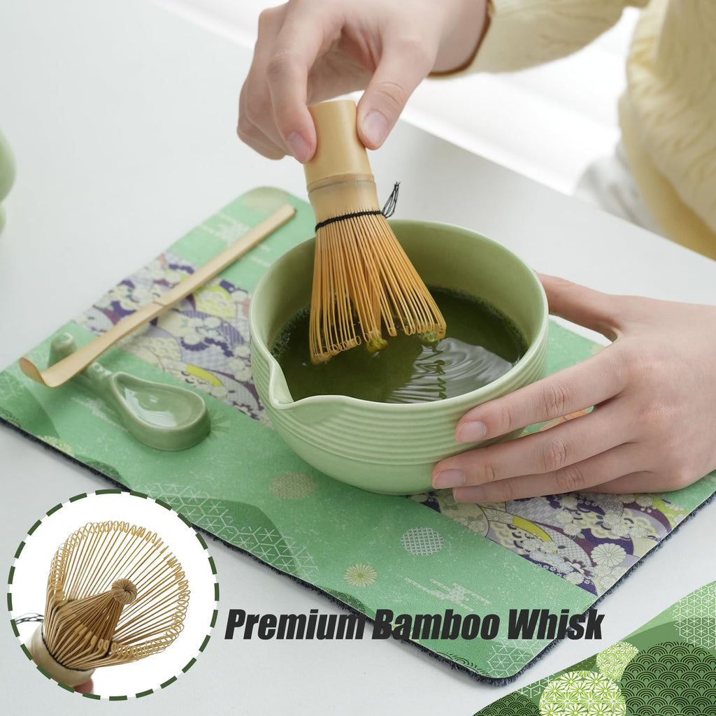 Clay&Fire Matcha Whisk Set, 9 Pcs Ceramic Matcha Set, Matcha Bowl with Spout and Whisk, Matcha Tea Kit for Matcha Lovers, Ideal Gift for Friend