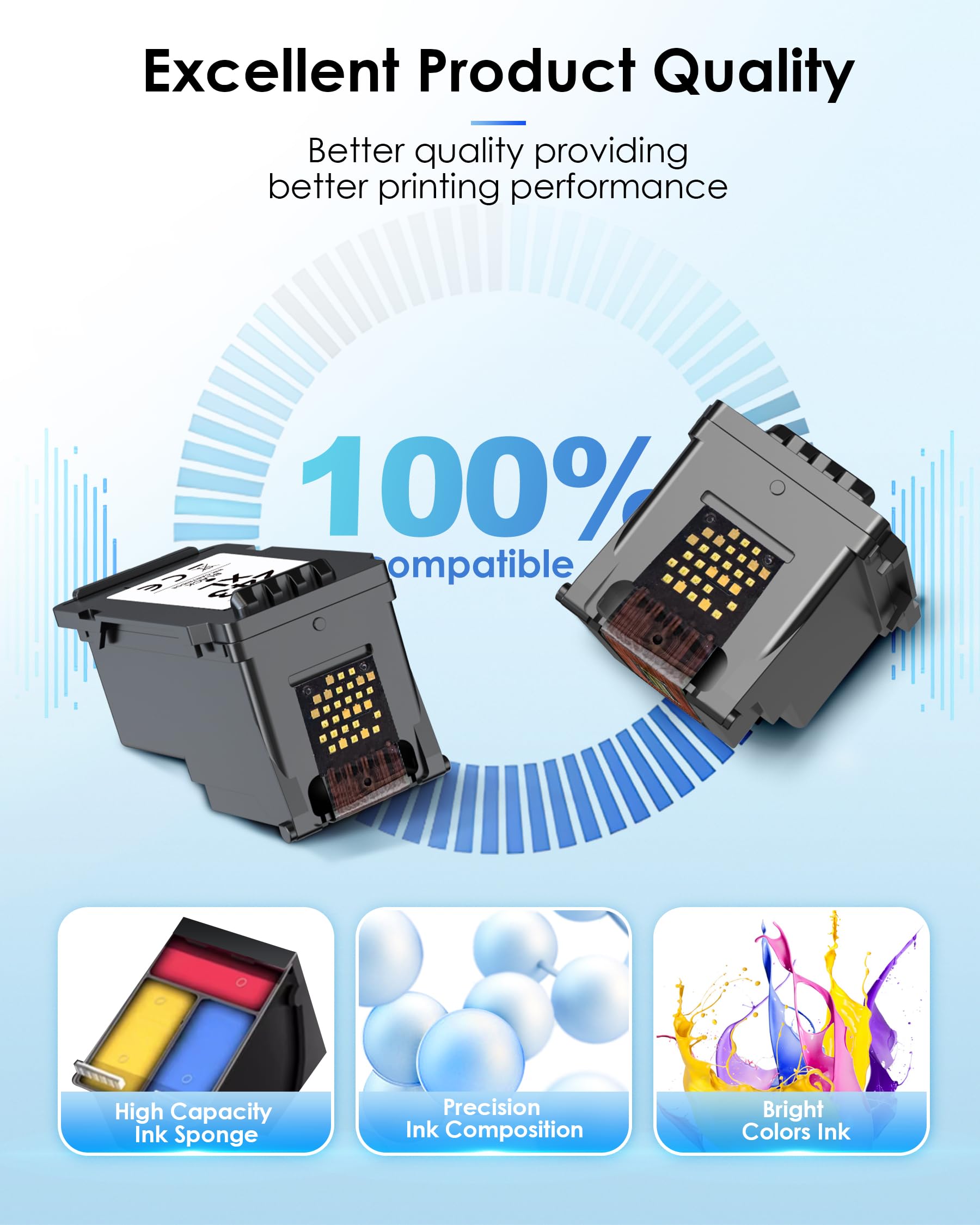 PG-243XL / CL-244XL Ink Value Pack Replacement for 243 and 244 Ink Cartridges Compatible to Pixma TR4520 TR4522 MG2522 MG2520 MX490 MX492 TS3322 TS202 TS302 Printer (1 Black, 1 Tri-Color)