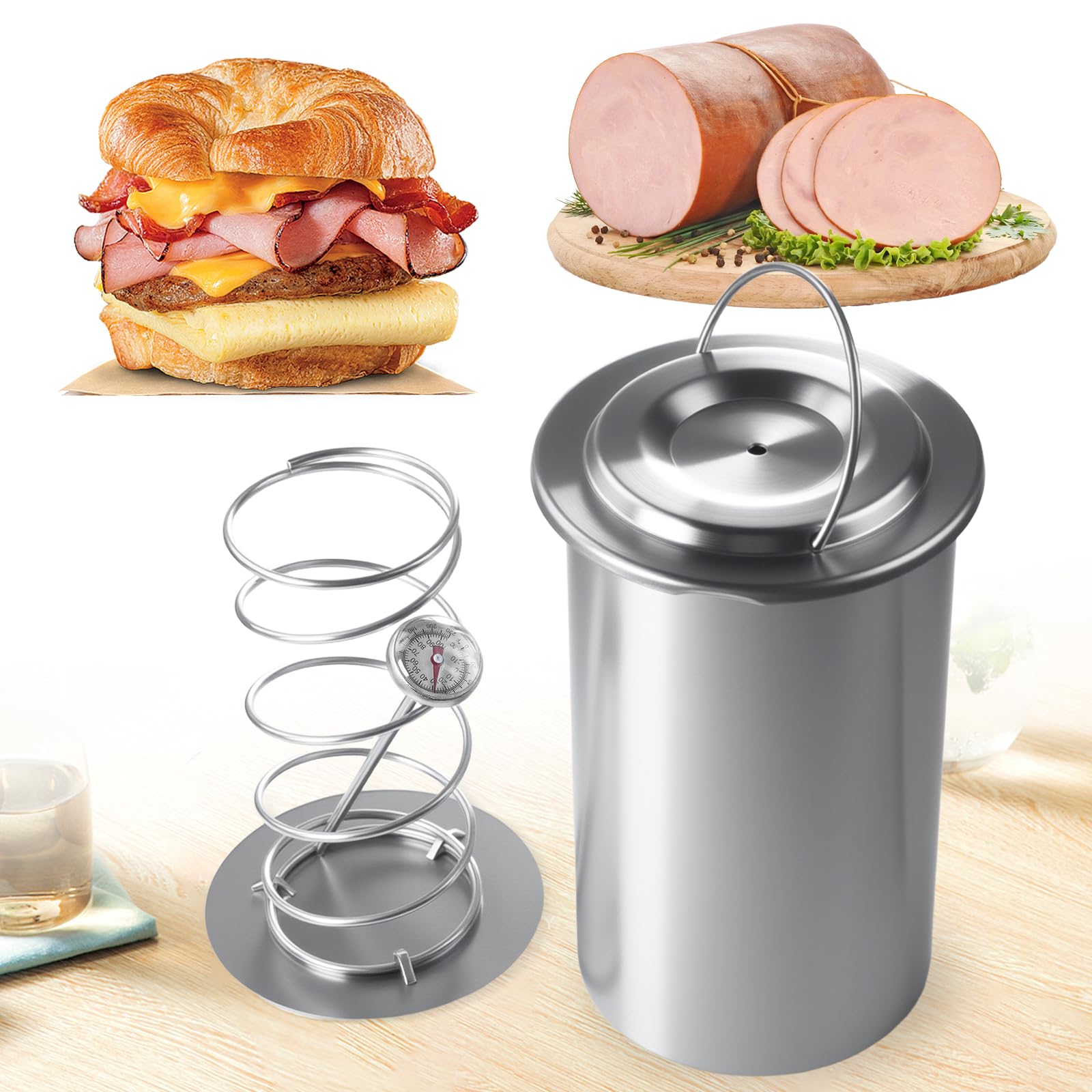 Joyeee Ham Maker - Stainless Steel Round Shape Deli Meat Press Maker Machine for Making Healthy Homemade Meat Sandwich, Seafood Meat Poultry Patty Gourmet Cooking Tools