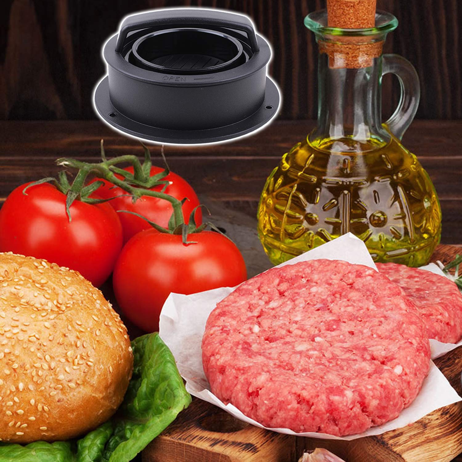 Burger Press, Different Size Hamburger Patty Molds, 3 in 1 Hamburger Patty Maker, Works Best for Stuffed Burgers, Sliders, Regular Beef Burger, Non Stick Kitchen Barbecue Tool Grilling Accessories