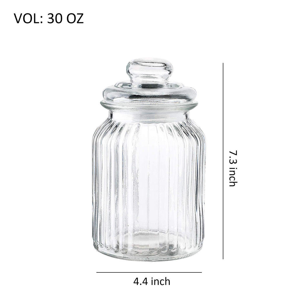 Gala Houseware Airtight Glass Storage Canisters, Set of 3 Clear Glass Storage Jars Bottles, Kitchen Food Storage Containers and Pantry Organizer (D: 4.4" x H.: 5.7" / 7.3" / 9.3")