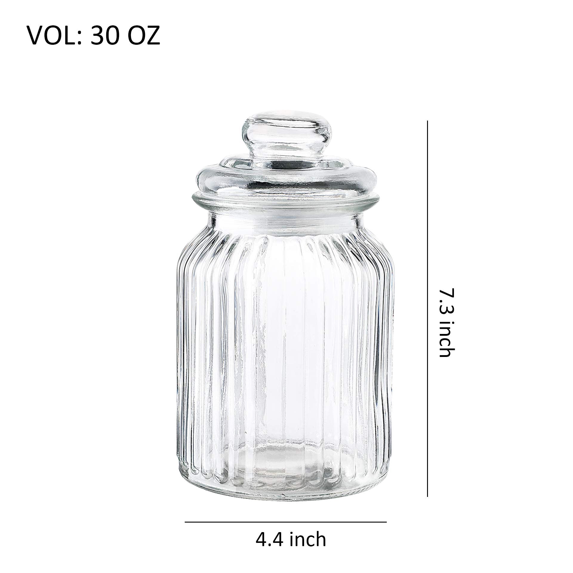 Gala Houseware Airtight Glass Storage Canisters, Set of 3 Clear Glass Storage Jars Bottles, Kitchen Food Storage Containers and Pantry Organizer (D: 4.4" x H.: 5.7" / 7.3" / 9.3")