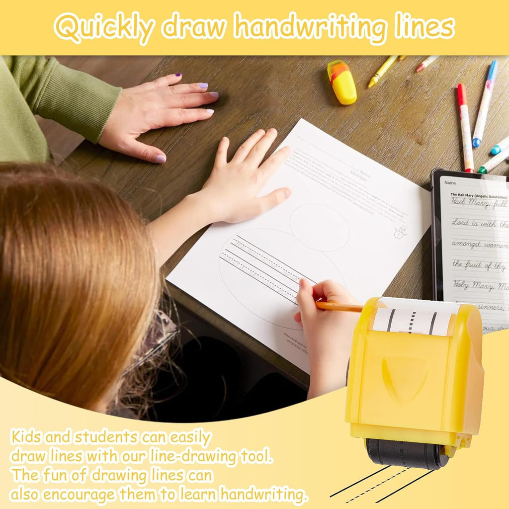 Feishiong 3pcs Handwriting Lines Roller Stamp,Self Inking Dashed Line Rolling Stamp Handwriting Lines Practice Roller Stamp for Teachers Students Adults Home Office Supplies