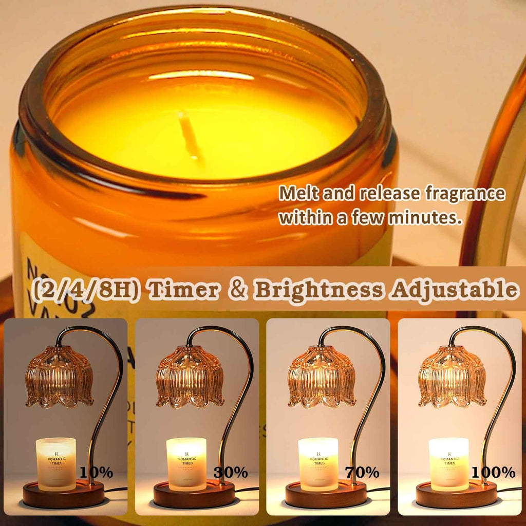 Flower Candle Warmer Lamp with Timer, Dimmable Candle Lamp Warmer, Mothers Day Birthday Gifts for Mom Wemen Her Wife, Anniversary Romantic Gifts Ideas, Vintage Lamp Candle Warmer