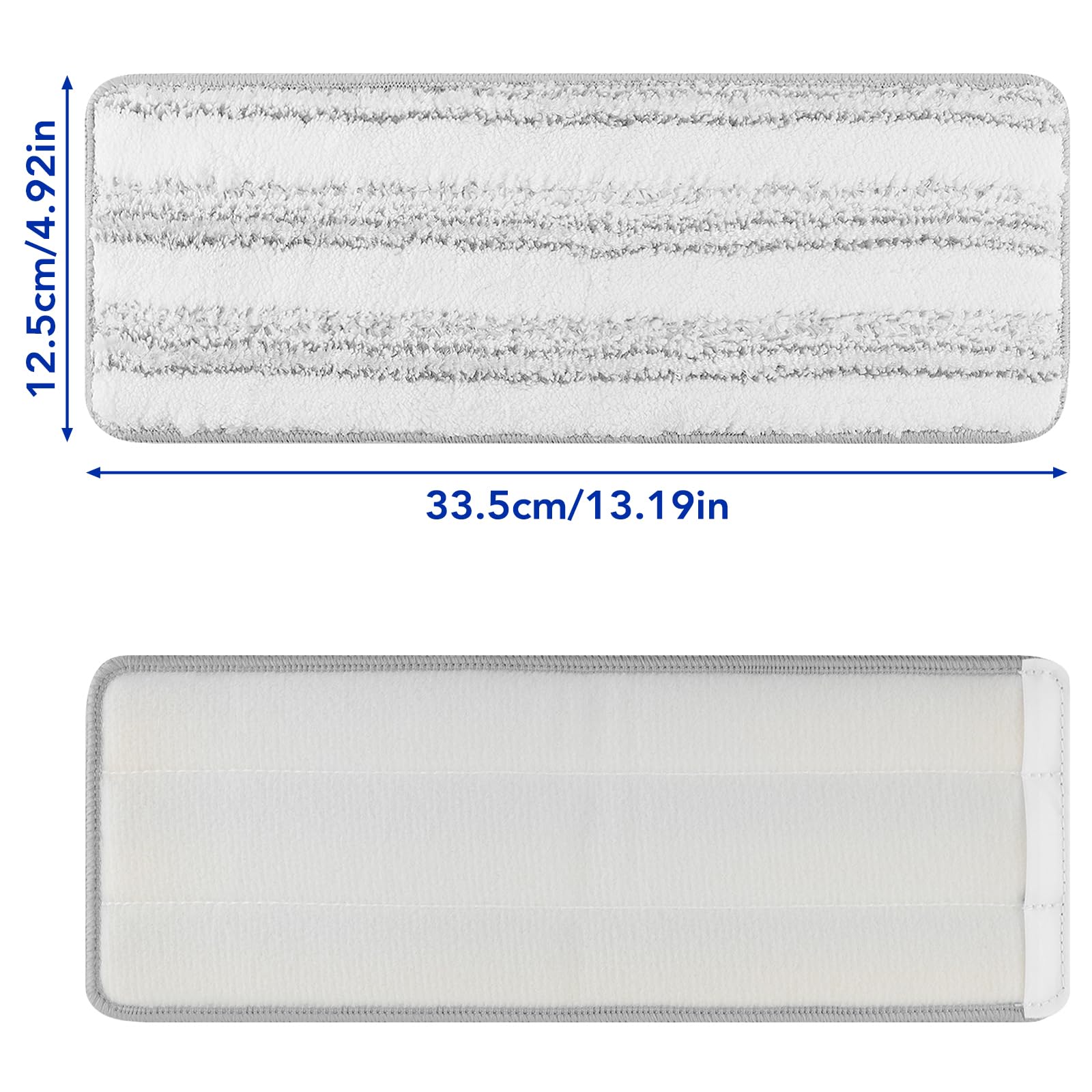 Flat Mop Pads Microfiber Mop Cleaning Pads 13" X 4.9" Washable Pads for Floor Cleaning Compatible with11 - 13" inch Flat Mops Head Replacement for Flat Mops or Bucket Set - 6 Pack
