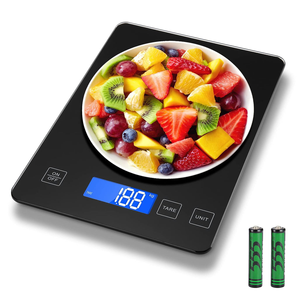 Drcowu Large Food Scale Digital, 15kg Kitchen Scales for Baking, Cooking, Keto and Meal Prep, Weight Balance Alimentaire with 1g Accuracy and LCD Dispaly, Easy to Read, Grams and Oz for Home, Black
