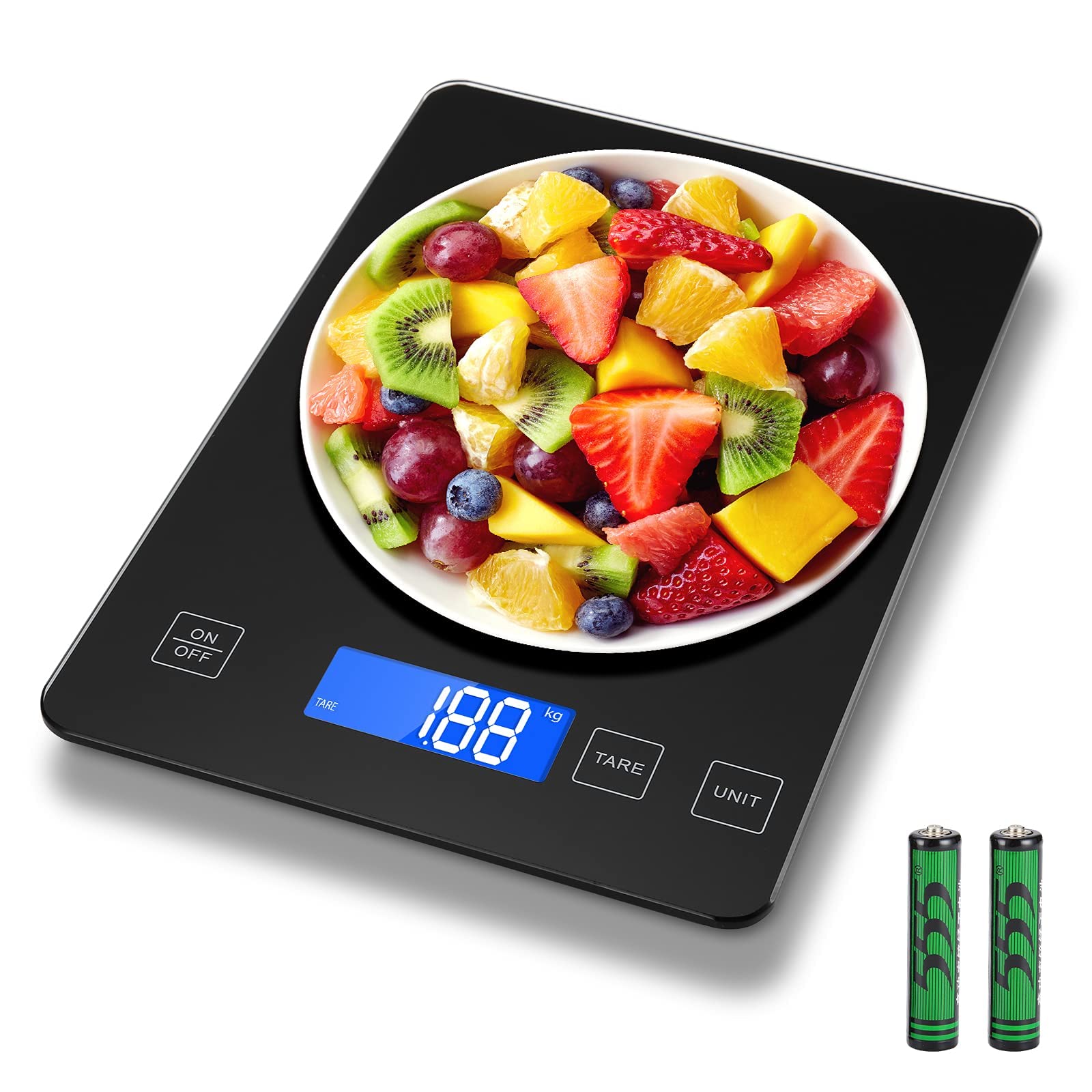Drcowu Large Food Scale Digital, 15kg Kitchen Scales for Baking, Cooking, Keto and Meal Prep, Weight Balance Alimentaire with 1g Accuracy and LCD Dispaly, Easy to Read, Grams and Oz for Home, Black