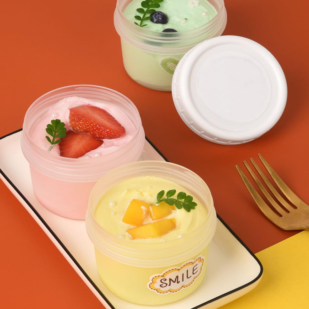RUITENG 36 Pack Food Containers with Screw Lids, 5 oz Plastic Food Storage Containers for Small Deli Sauce Fruit Jars, Small Reusable Ice Cream Containers with Lids for Food Meal Prep Snack