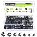 Flytuo 60PCS Cable Clamps Assortment Kit, 304 Stainless Steel Rubber Cushion Pipe Clamps in 7 Sizes (1/4" 5/16" 3/8" 1/2" 5/8" 3/4" 1") - P Clips for Fasten Hose, Pipe and Cable