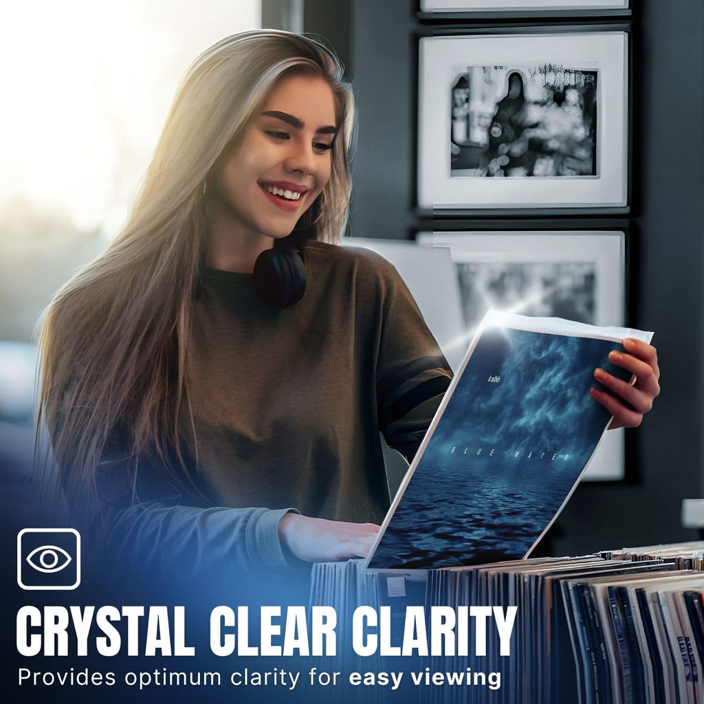 TNP 100 Vinyl Outer Sleeves Cover - Thick 3 Mil Vinyl Record Album Protective Sleeves 12.75" x 12.75" - Crystal Clear Plastic Record Sleeve for Single & Double LP Album Covers Storage Collection