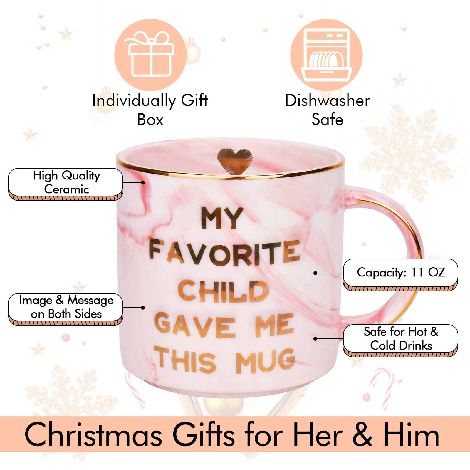 Gifts for Mom Dad from Daughter Son Funny Coffee Mug Gifts Ideas Personalized Christmas Birthday Mother's Day Gift for Mom Grandma Nana Cadeau Noel
