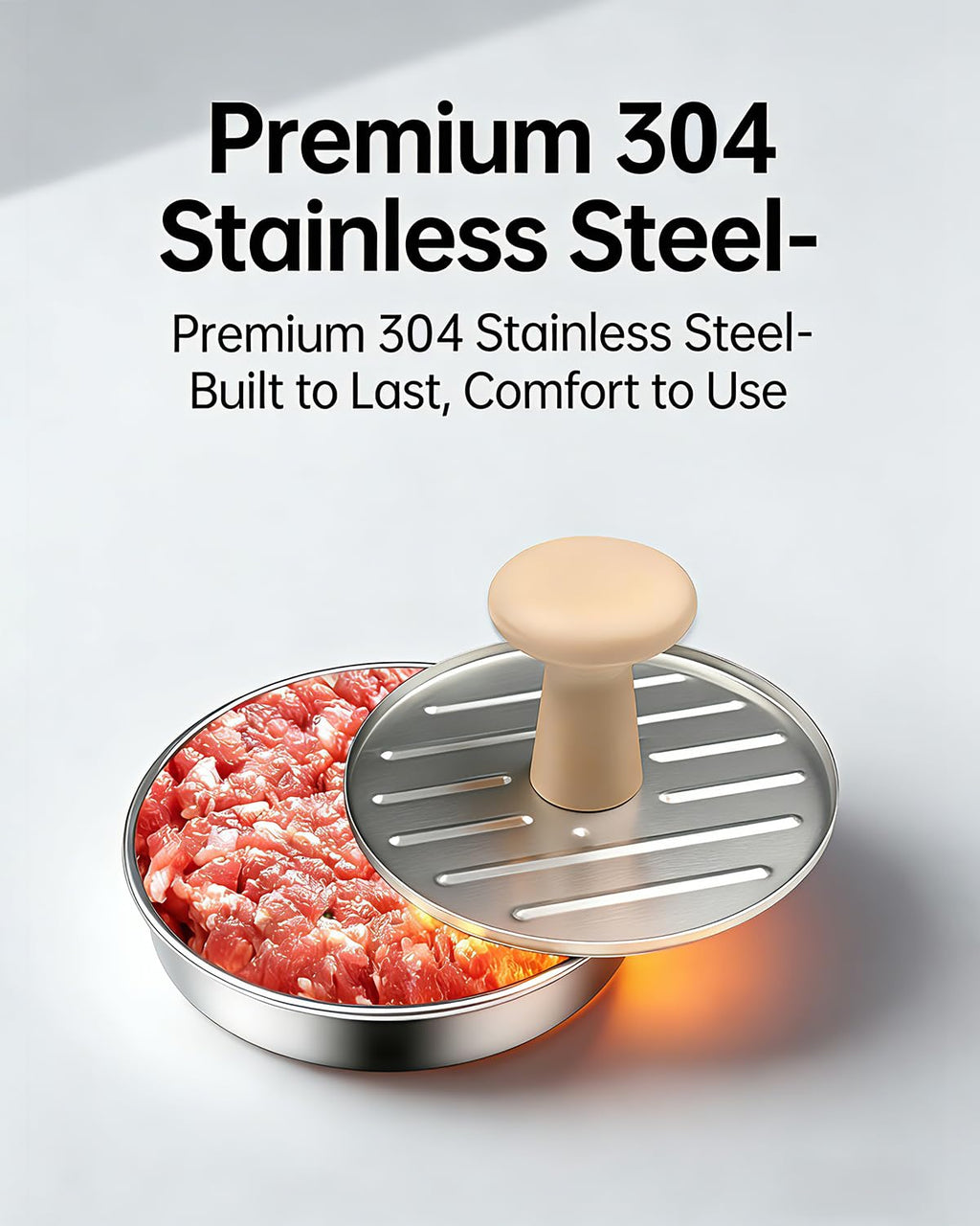 Burger Press, 5”Stainless Steel Hamburger Press Patty Maker, Non-Stick Hamburger Press for Making Patties, for Grilling and Cooking, Comes with 100 Pieces of Wax Paper