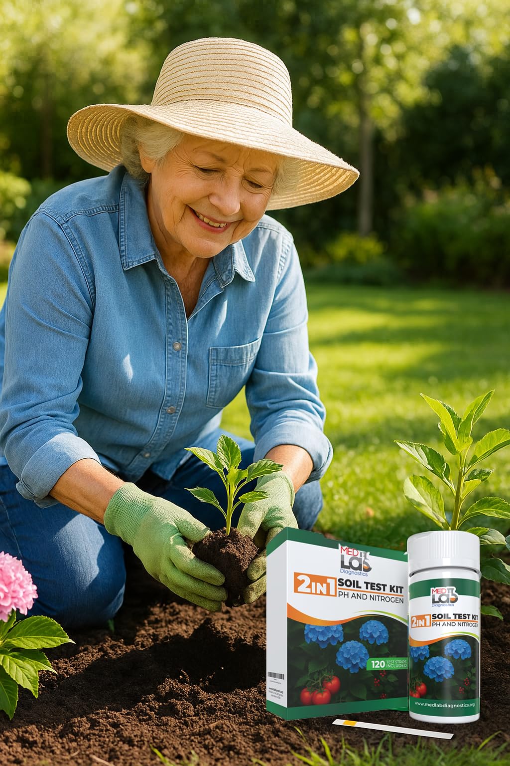 Soil Test Kit- 2-in-1 Soil & Nitrogen Test Strips(120 cnt), Accurate Soil Tester for Garden, Plants, Vegetables, Flowers, and Lawn Care.