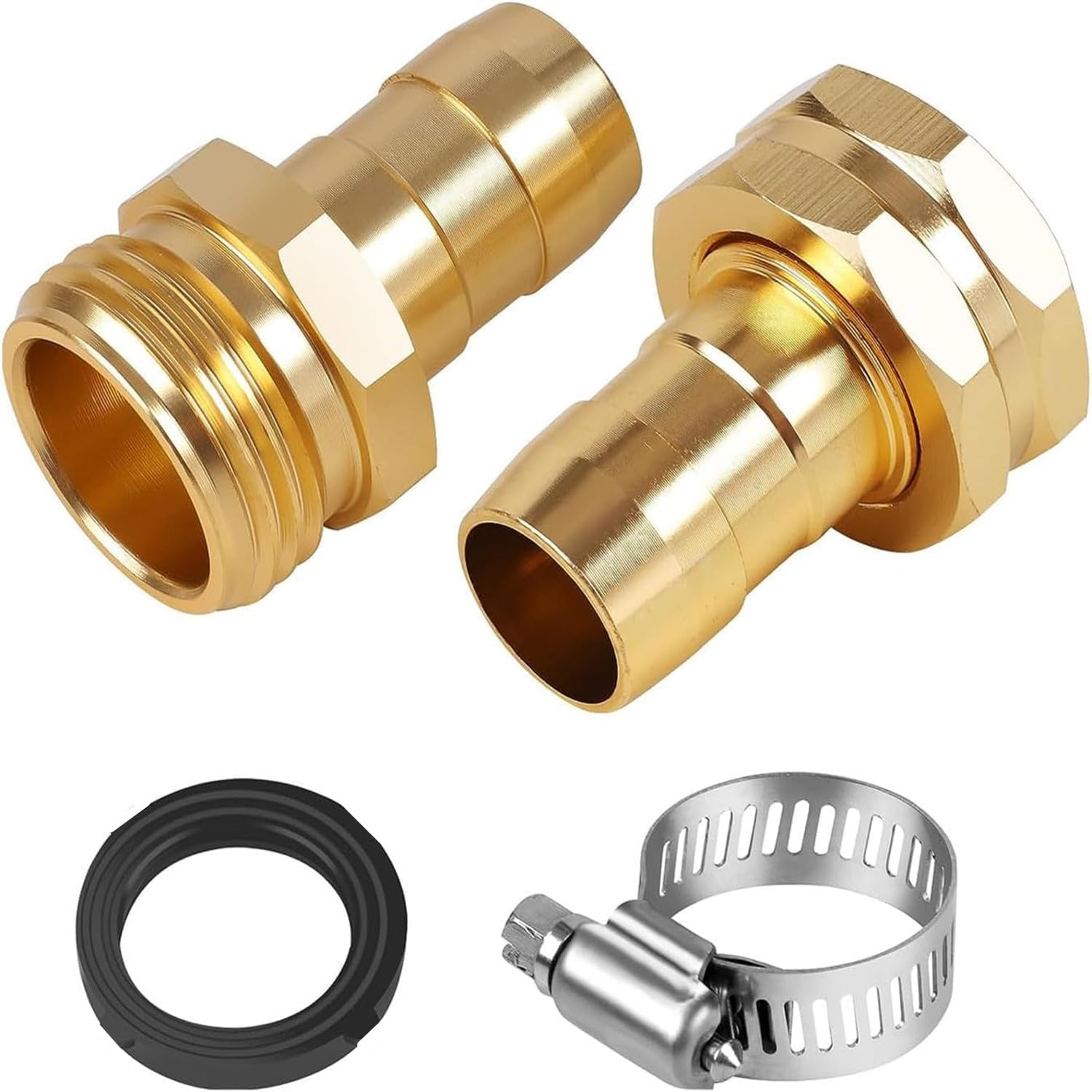6 Pack Garden Hose Repair Kit with Stainless Clamp, Water Hose Mender Female and Male Hose Connector with Clamps, Fit 5/8" and 3/4" Rubber Garden Hose