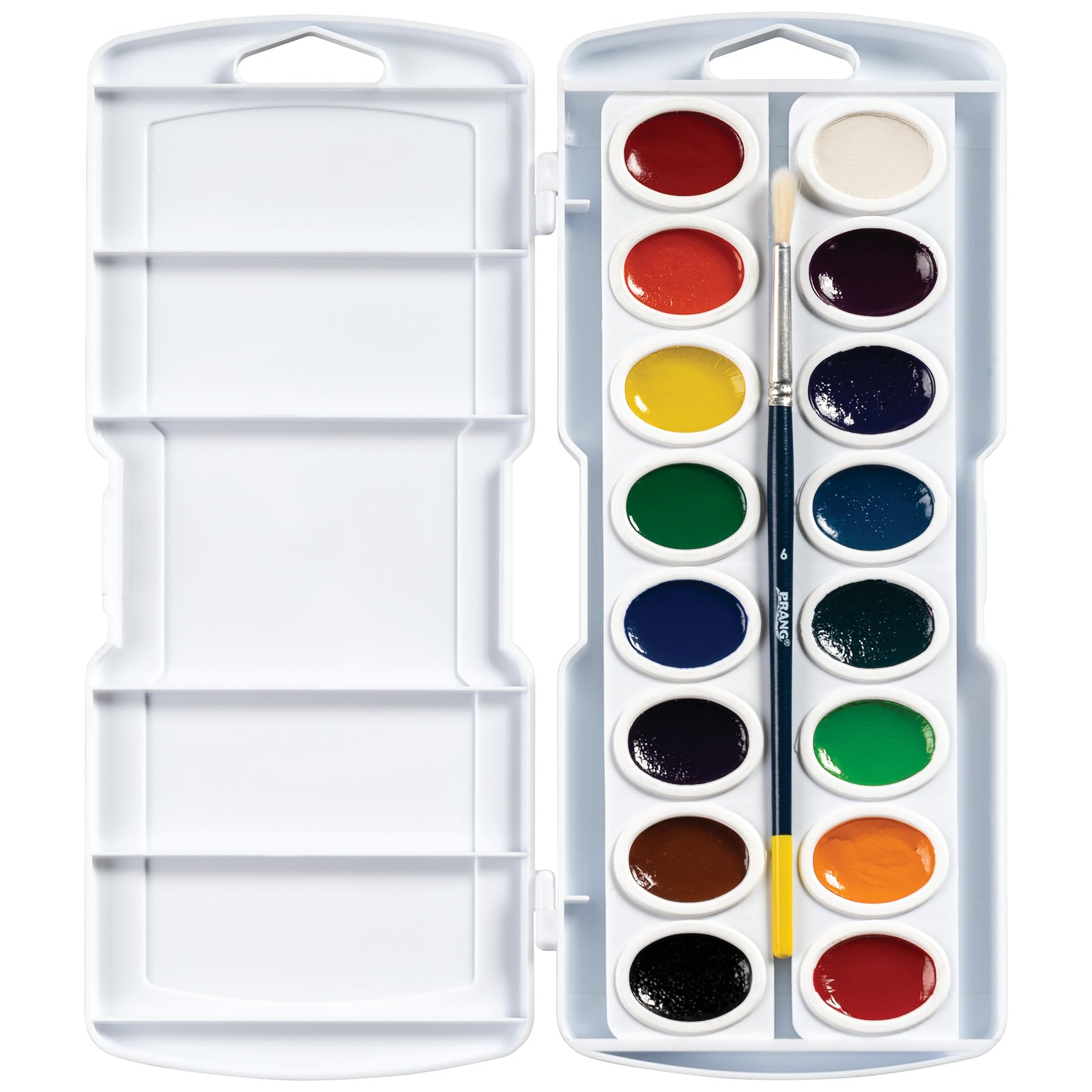 Prang Oval Pan Watercolor Set, 16 Classic Colors with No. 9 Brush (16000)