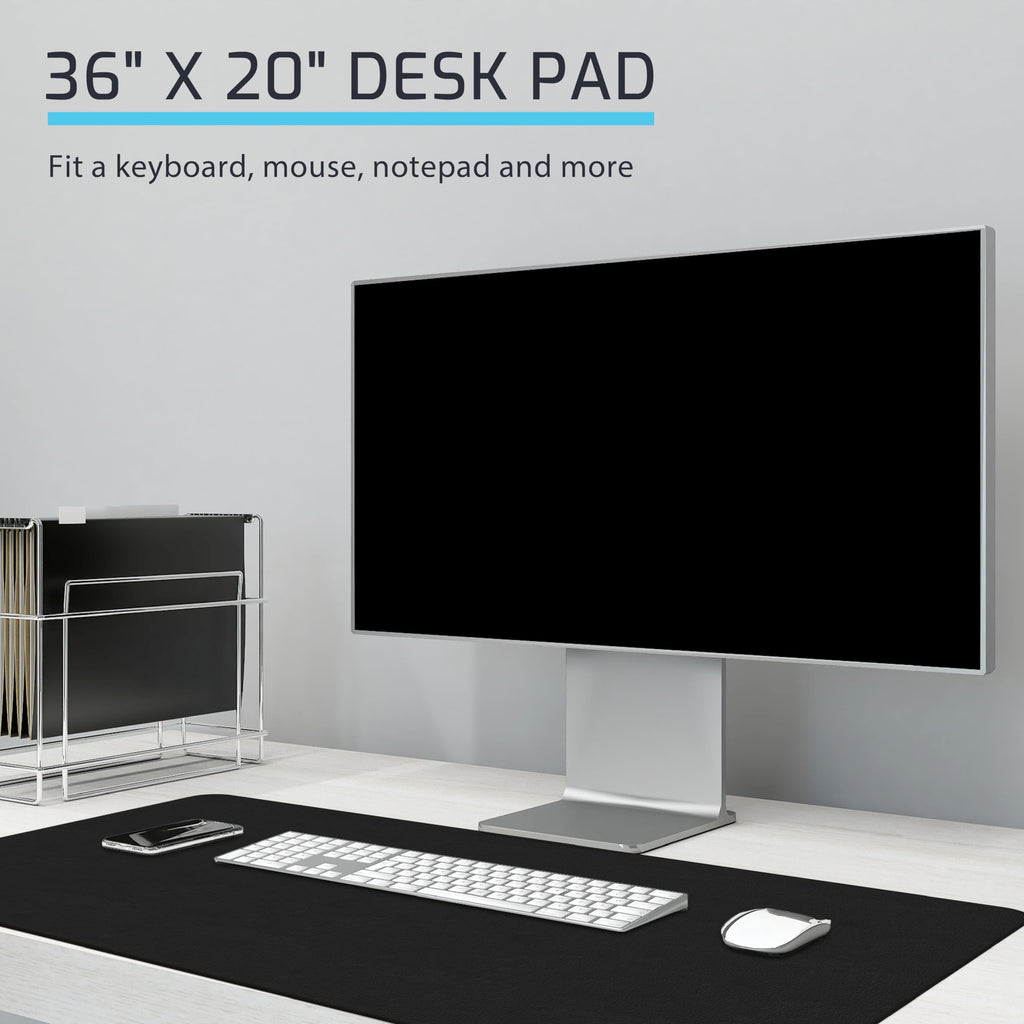 ZBRANDS // Leather Smooth Desk Mat Pad Blotter Protector, Extended Non-Slip Rectangular, Laptop Keyboard Mouse Pad (Midnight Black, 36" x 20")