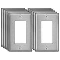 BESTTEN 10 Pack 1-Gang Decorator Metal Wall Plate with Protective Film, Heavy Duty Brushed Finish Faceplate, Corrosion-Resistant Decor Stainless Steel Outlet and Switch Cover, Standard Size, Silver