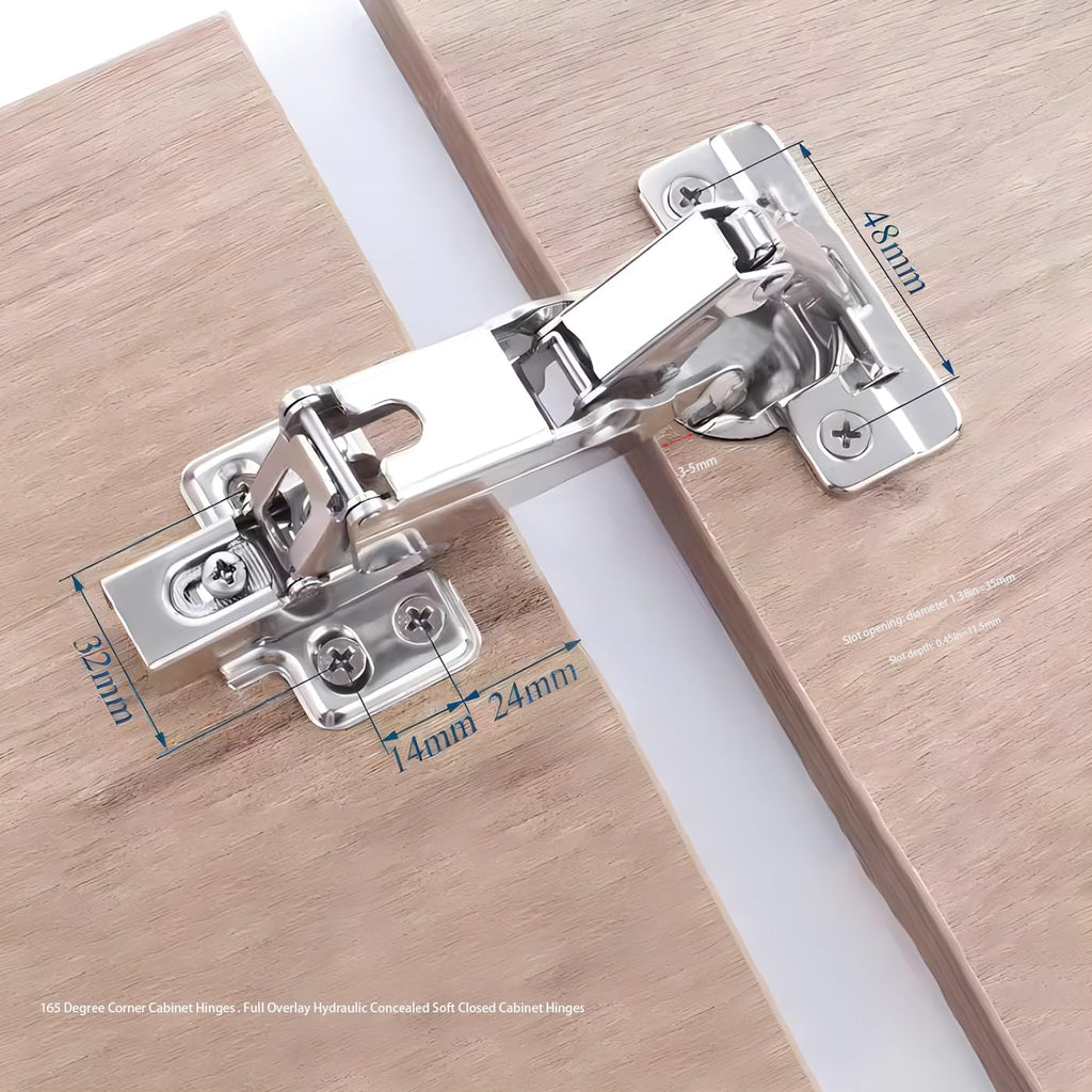 YUEZIYE-165 Degree Hidden Frameless Kitchen Cabinet Soft Close Hinge Very Suitable for Installing Fully Covered cabinets/Cabinet Folding/Corner Cabinet Folding, Wardrobe Doors, etc. (2 Packs)