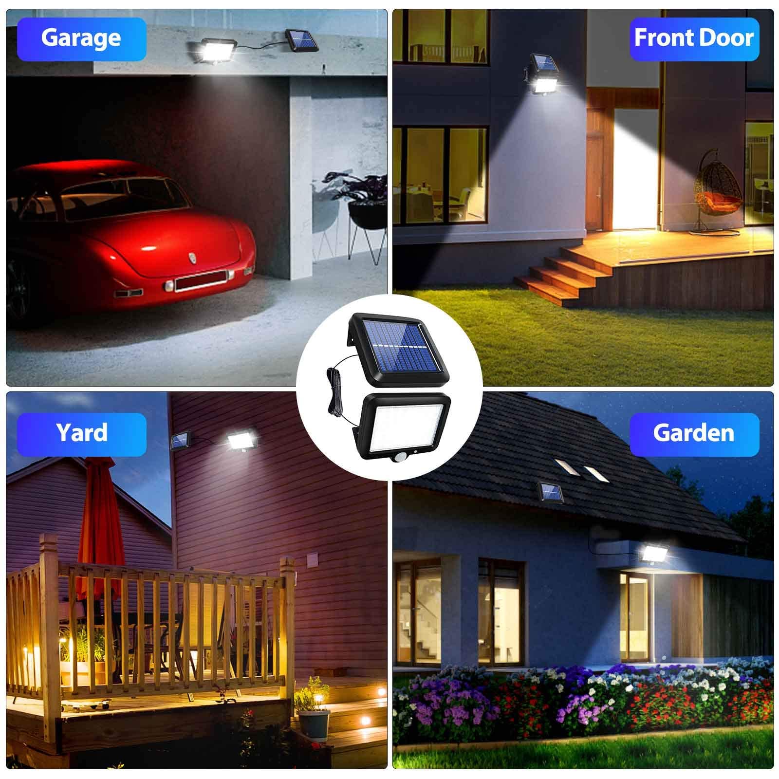 2pc Solar Lights Outdoor Waterproof, 3 Modes Motion Sensor Light Outdoor, 56 LED Solar Powered Lights Solar Flood Lights, Solar Motion Light Security Lights Wall Lights for Garden Fence