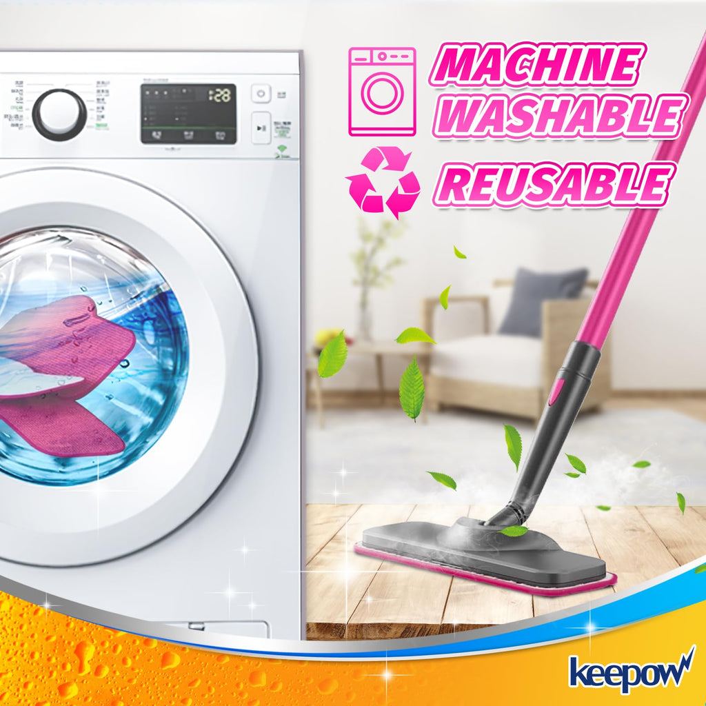KEEPOW 6 Pack Microfiber Pads Steamer Mop Compatible with Schenley Steam Mop, Washable and Reusable Mopping Pads Replacement Accessories Fit for Steam Mop SLFCSM064 & SLFCSM063 Model
