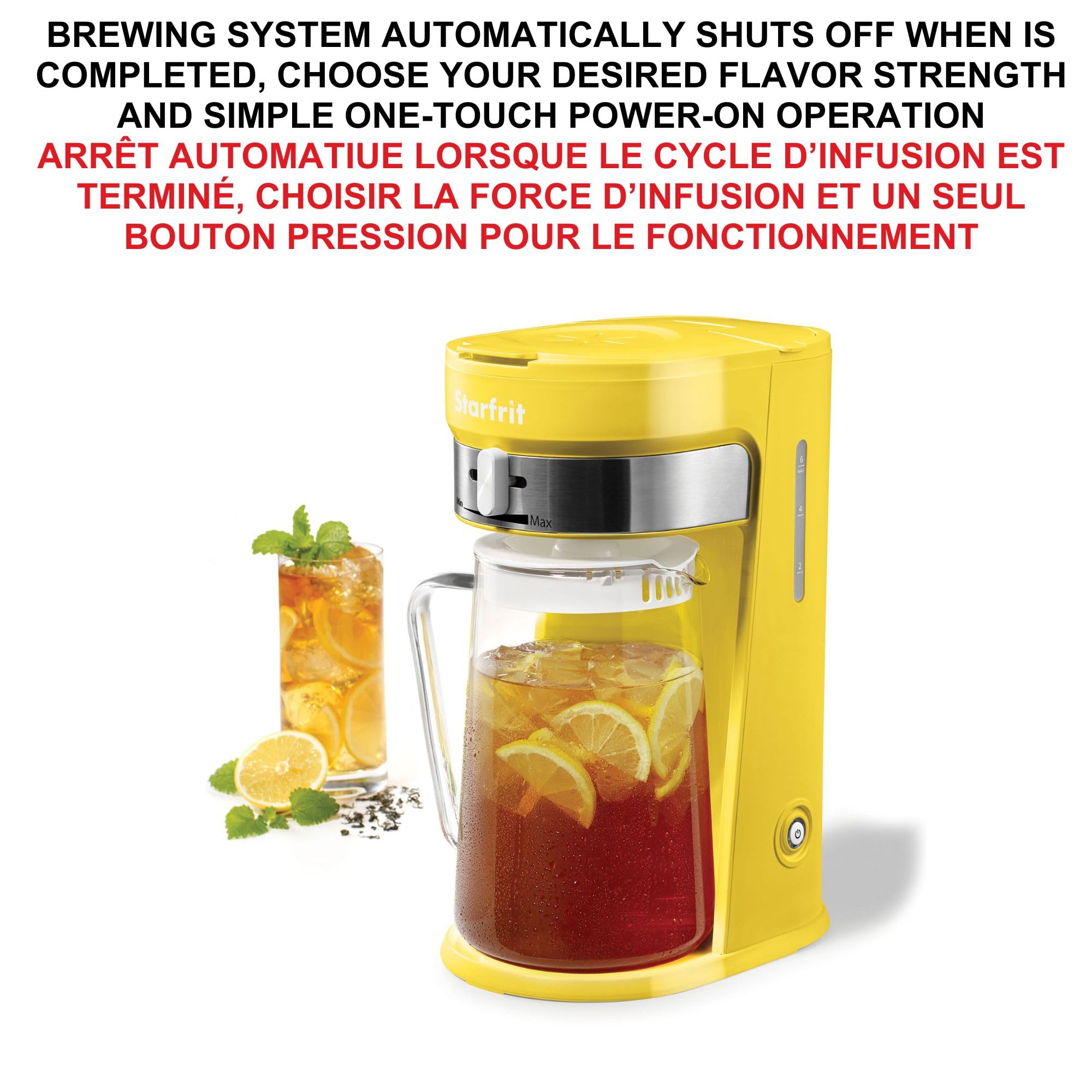 Starfrit Electric Iced Tea & Iced Coffee Maker - 2.5L Pitcher - Auto Shut-Off - Yellow
